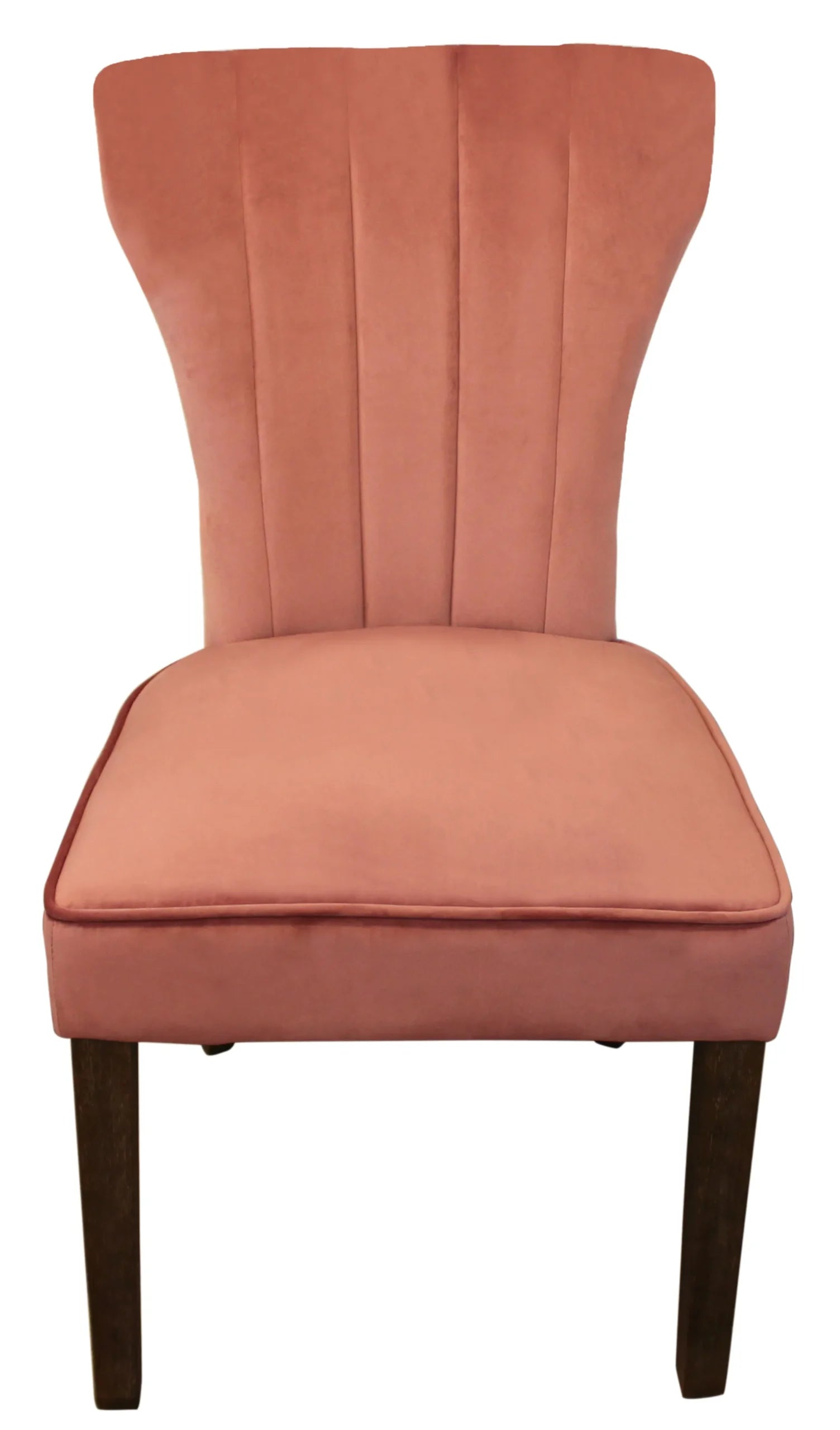 Set of Two Blush And Brown Upholstered Velvet Dining Parsons Chairs — view 3