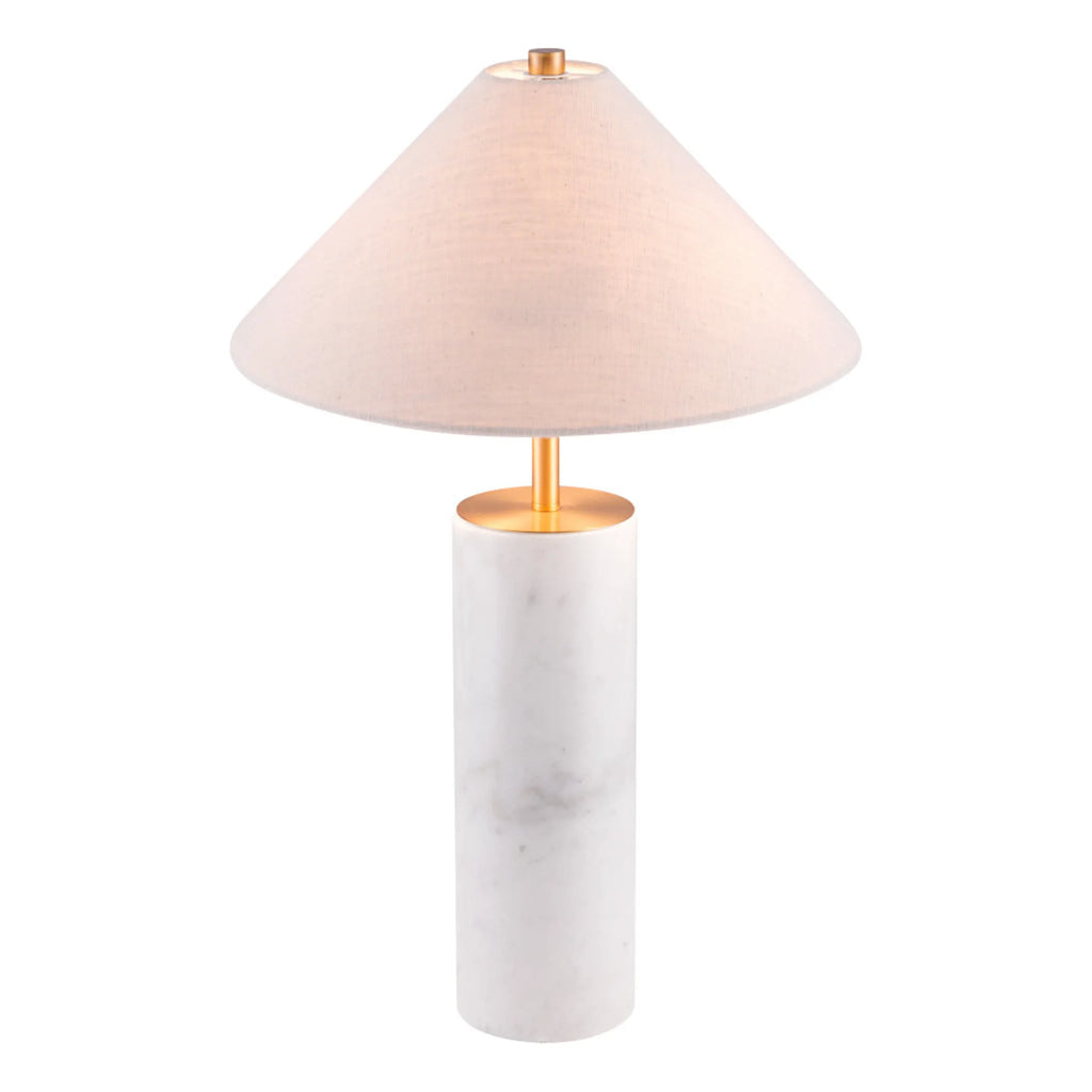 55″ White Metal Bedside Table Lamp With Beige Empire Shade — view 4