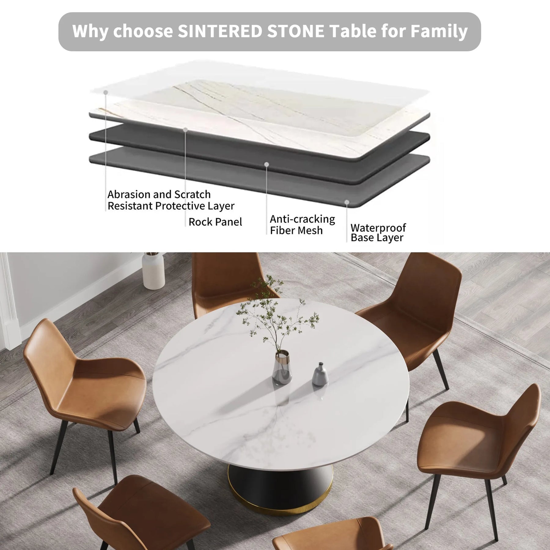 Modern Marble Stone Round Dining Table — view 4