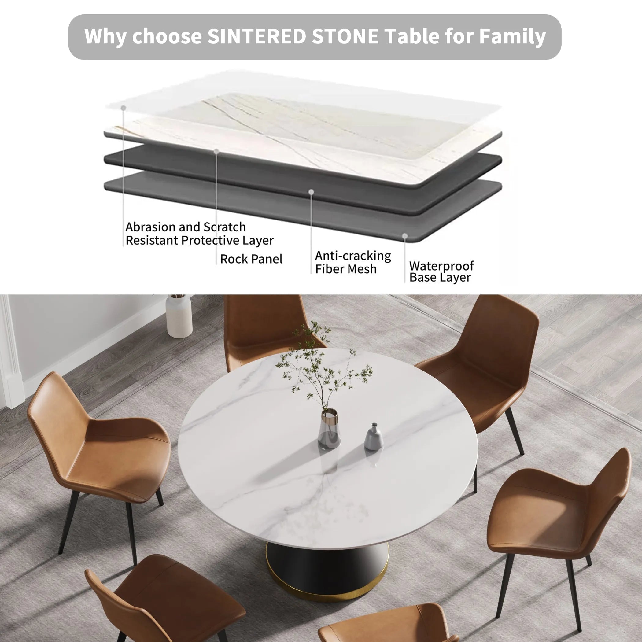 Modern Marble Stone Round Dining Table — view 4