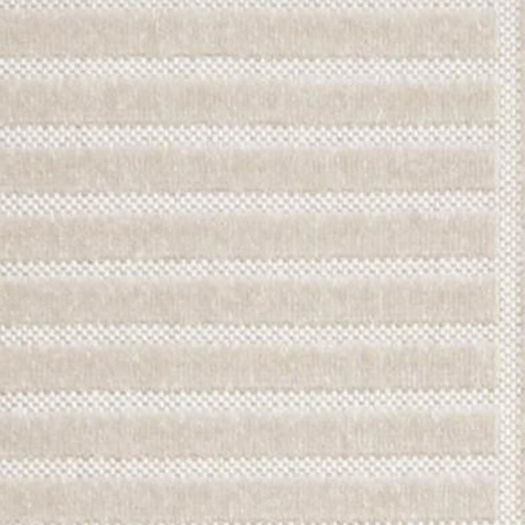 12′ X 15′ Ivory And Cream Striped Indoor Outdoor Area Rug — view 3