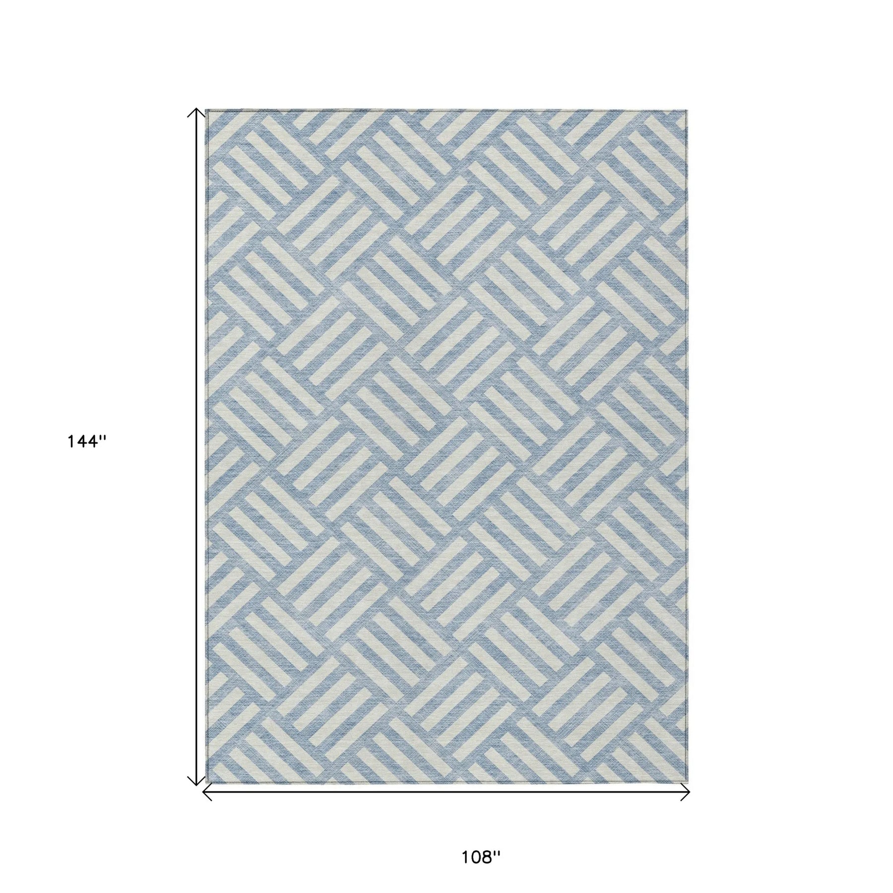 9′ X 12′ Sky Blue And Ivory Geometric Washable Indoor Outdoor Area Rug — view 3
