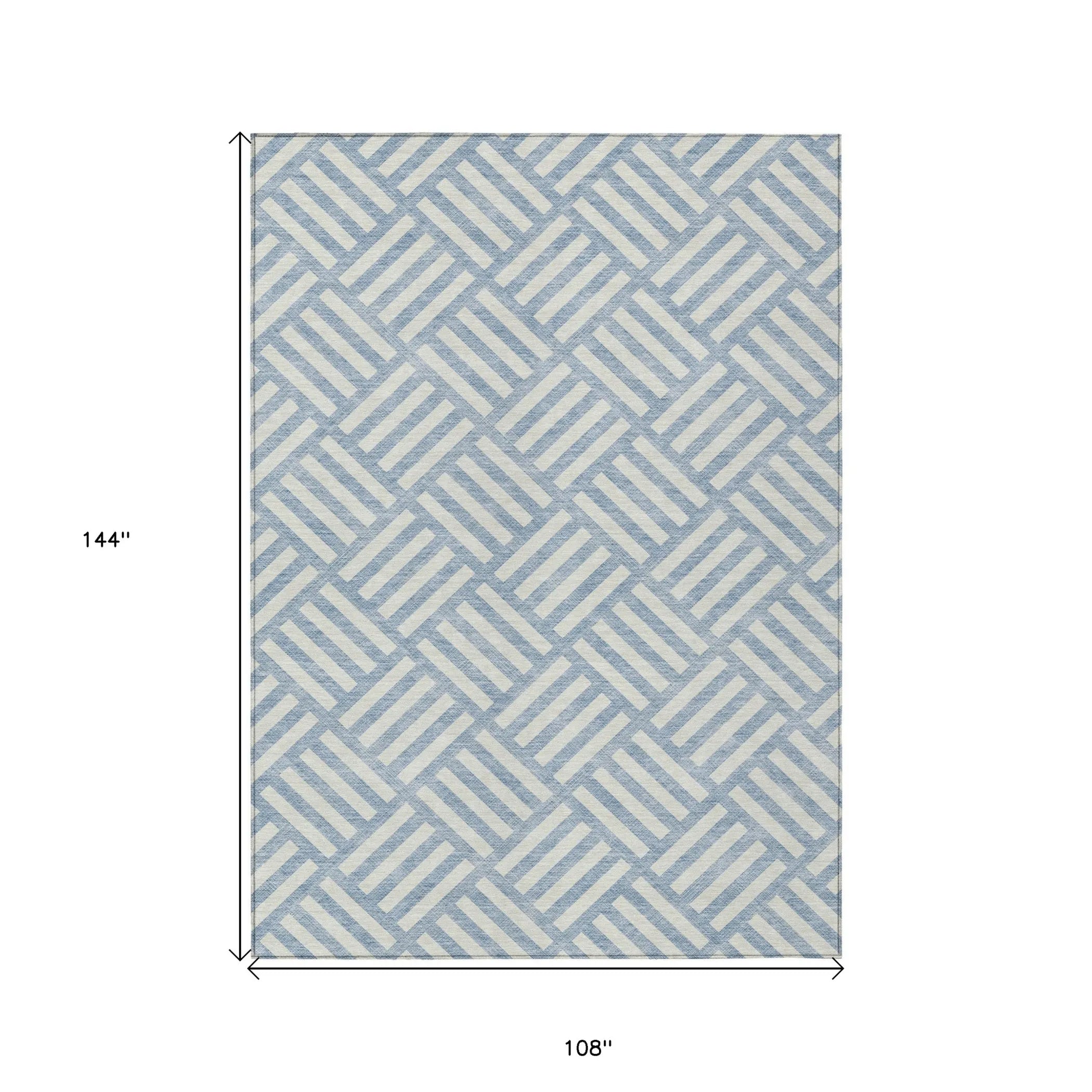 9′ X 12′ Sky Blue And Ivory Geometric Washable Indoor Outdoor Area Rug — view 3
