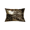 Set of Two 12″ X 20″ Chocolate and Gold Abstract Cowhide Lumbar Throw Pillows with Glitter