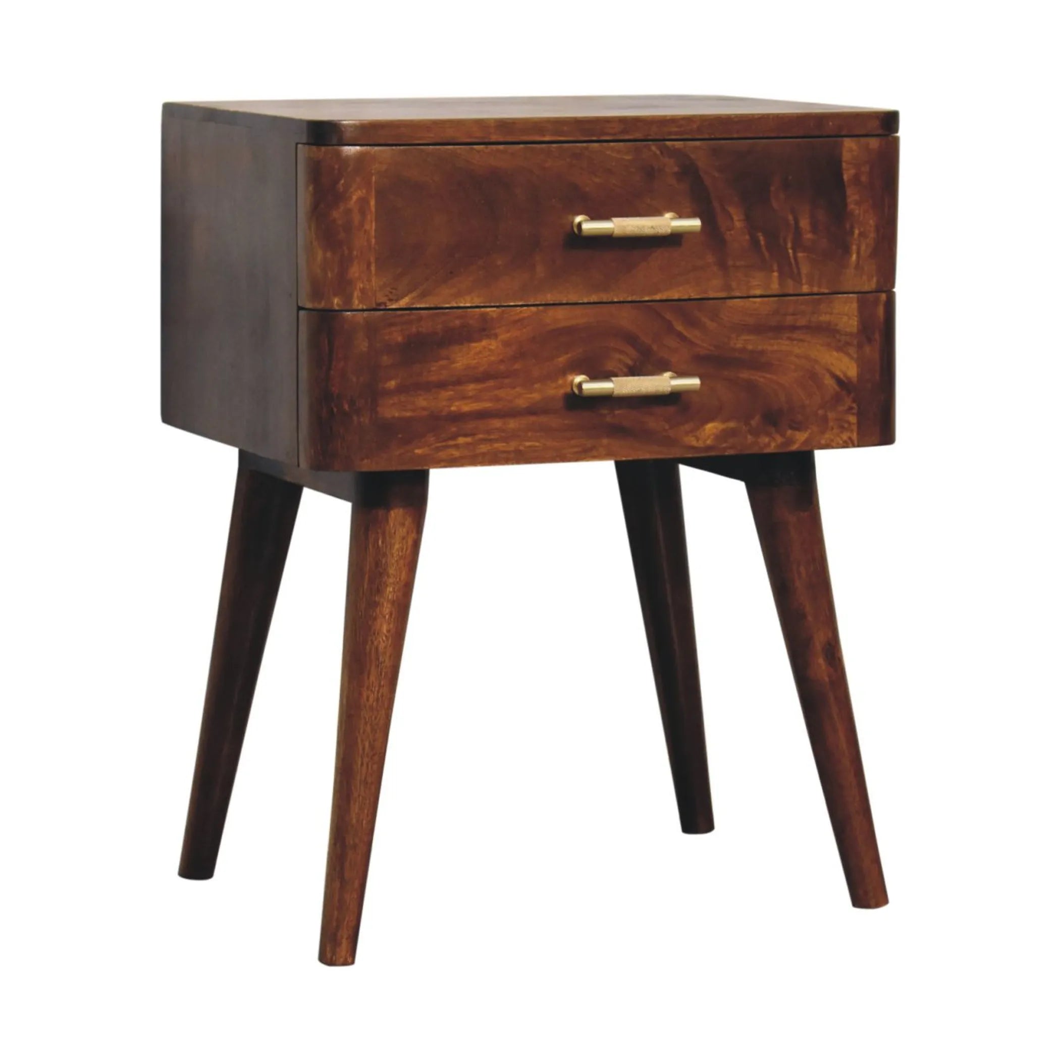 Solid Wood Two Drawer Nightstand — view 4