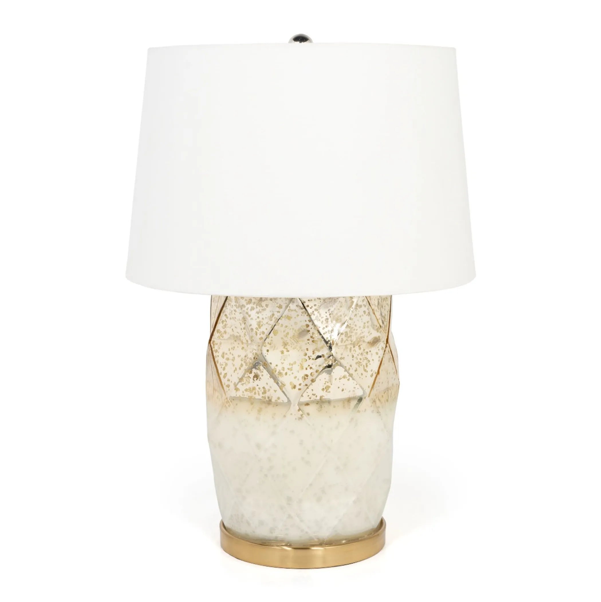 22″ White and Gold Mercury Glass Table Lamp With White Cone Shade