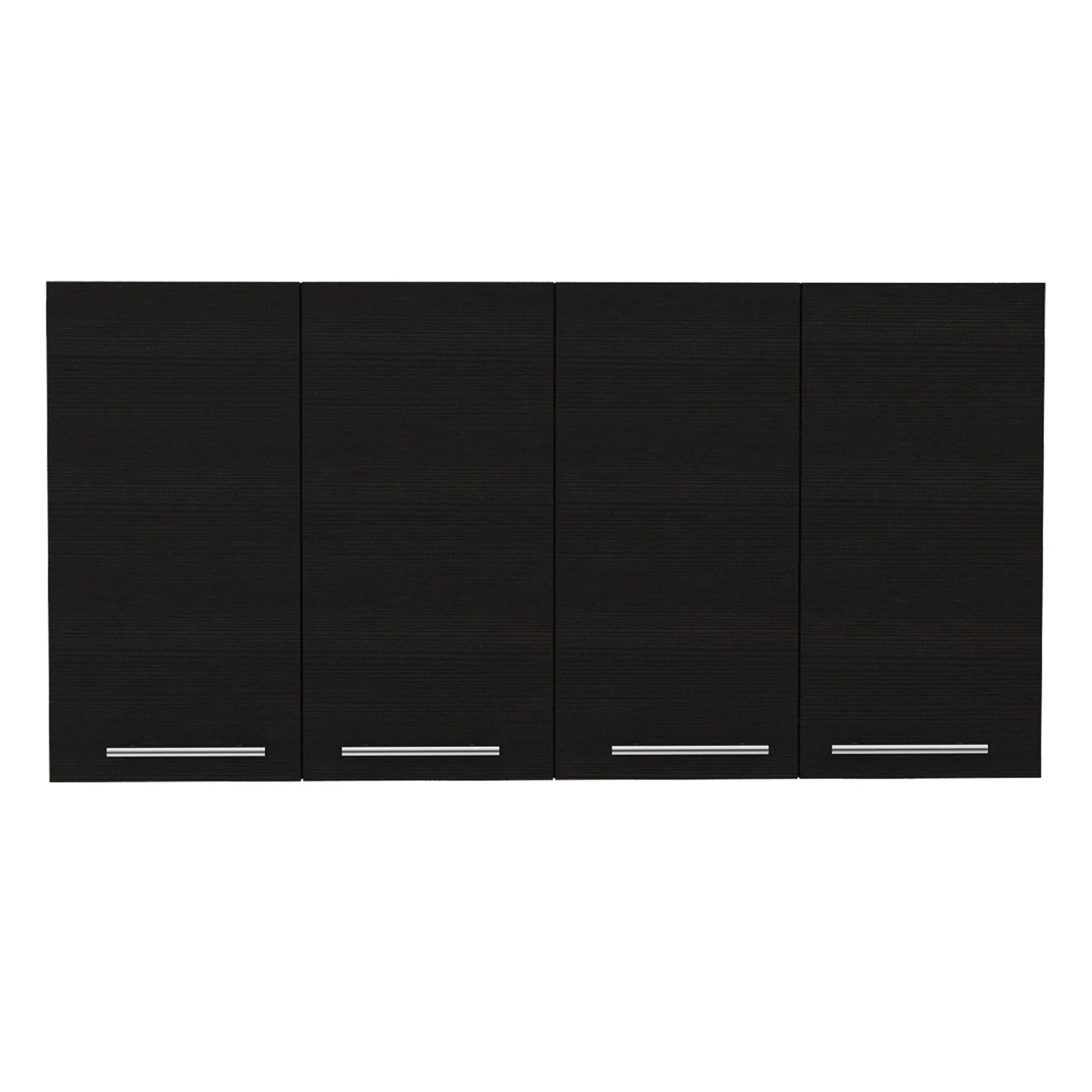 47″ Black Wood Wall Mounted Accent Cabinet With Four Doors — view 2