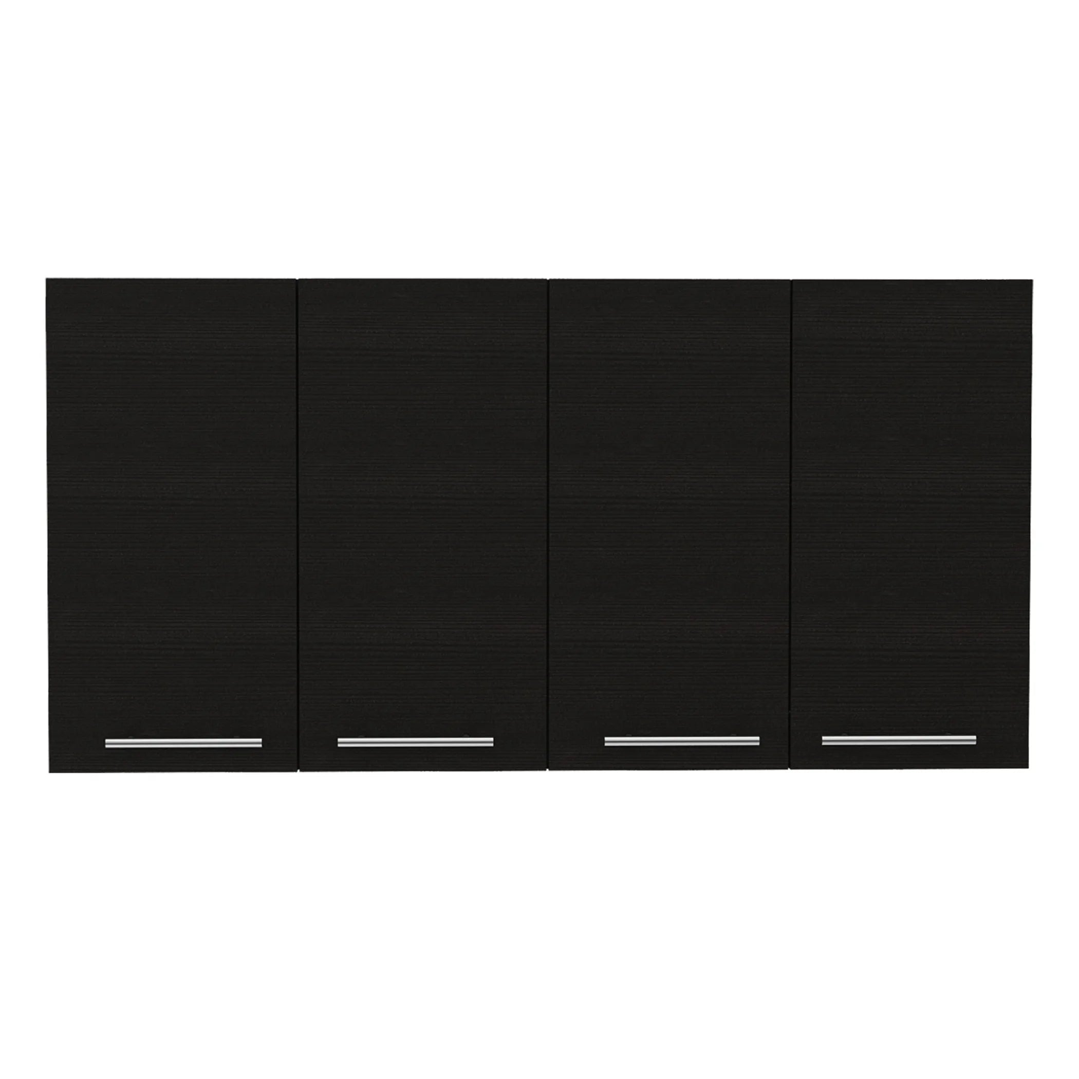 47″ Black Wood Wall Mounted Accent Cabinet With Four Doors — view 2