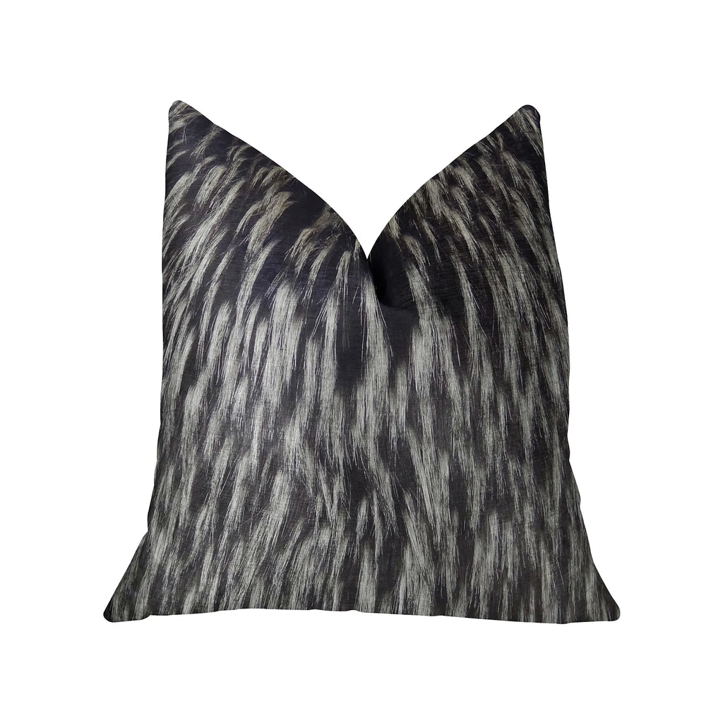 Plutus Wolf Fur Lover Black White Handmade Luxury Pillow