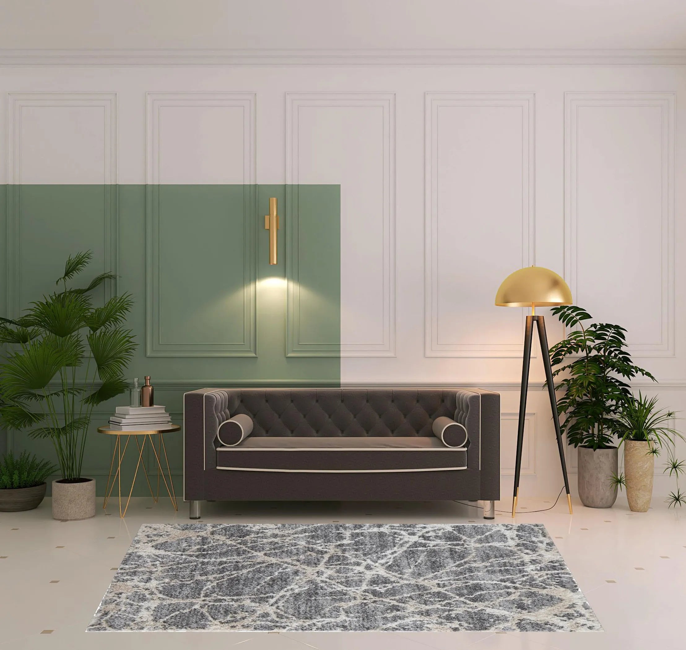 5′ X 8′ Gray And Ivory Abstract Power Loom Stain Resistant Area Rug — view 2