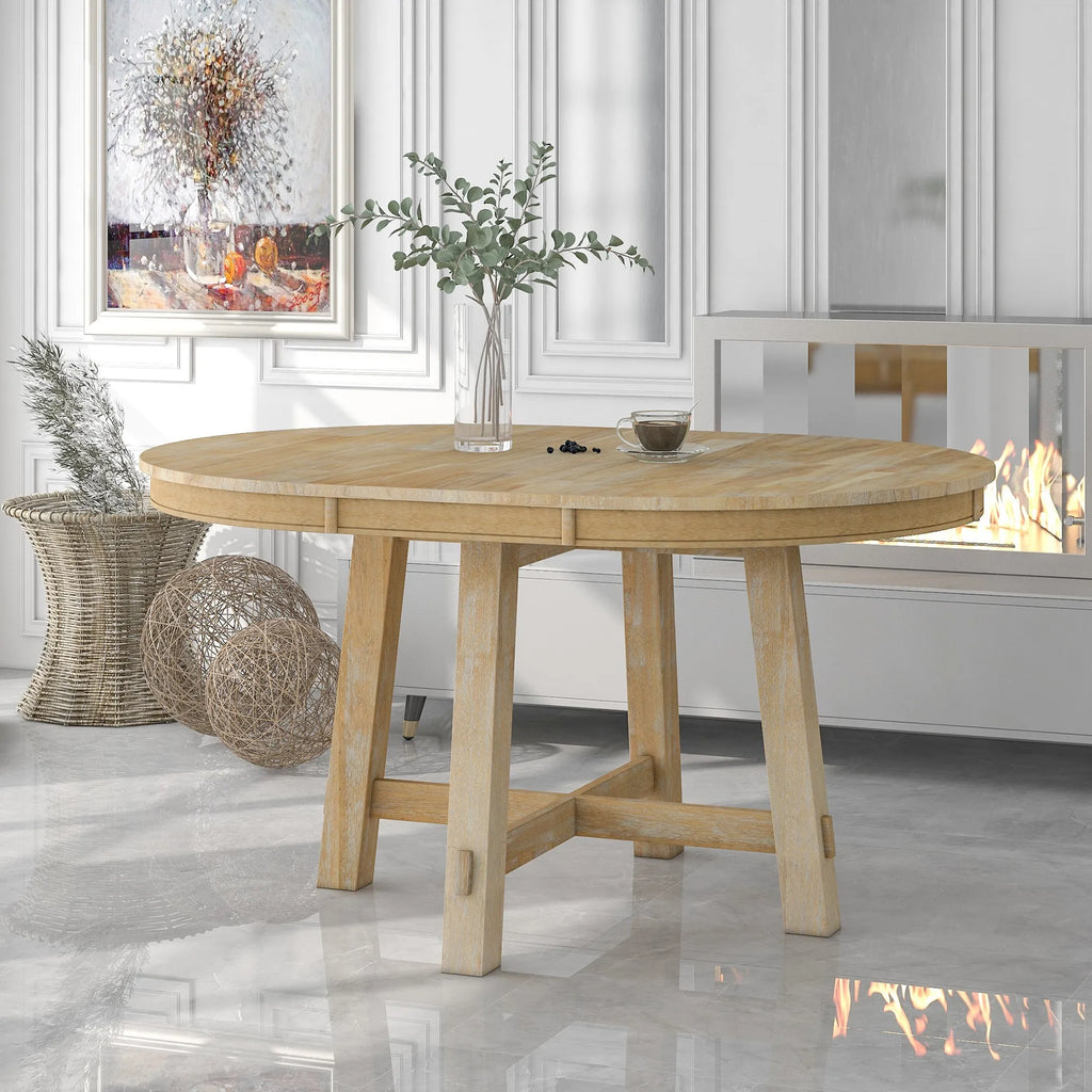 Farmhouse Round Extendable Dining Table — view 2