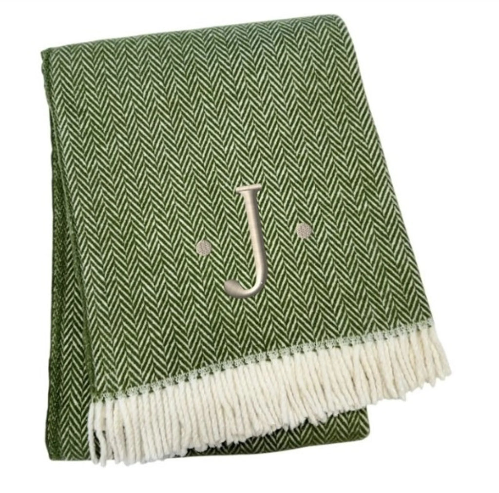 Herringbone Cotton Blend J Throw Blanket with Tassels And Embroidery — view 3