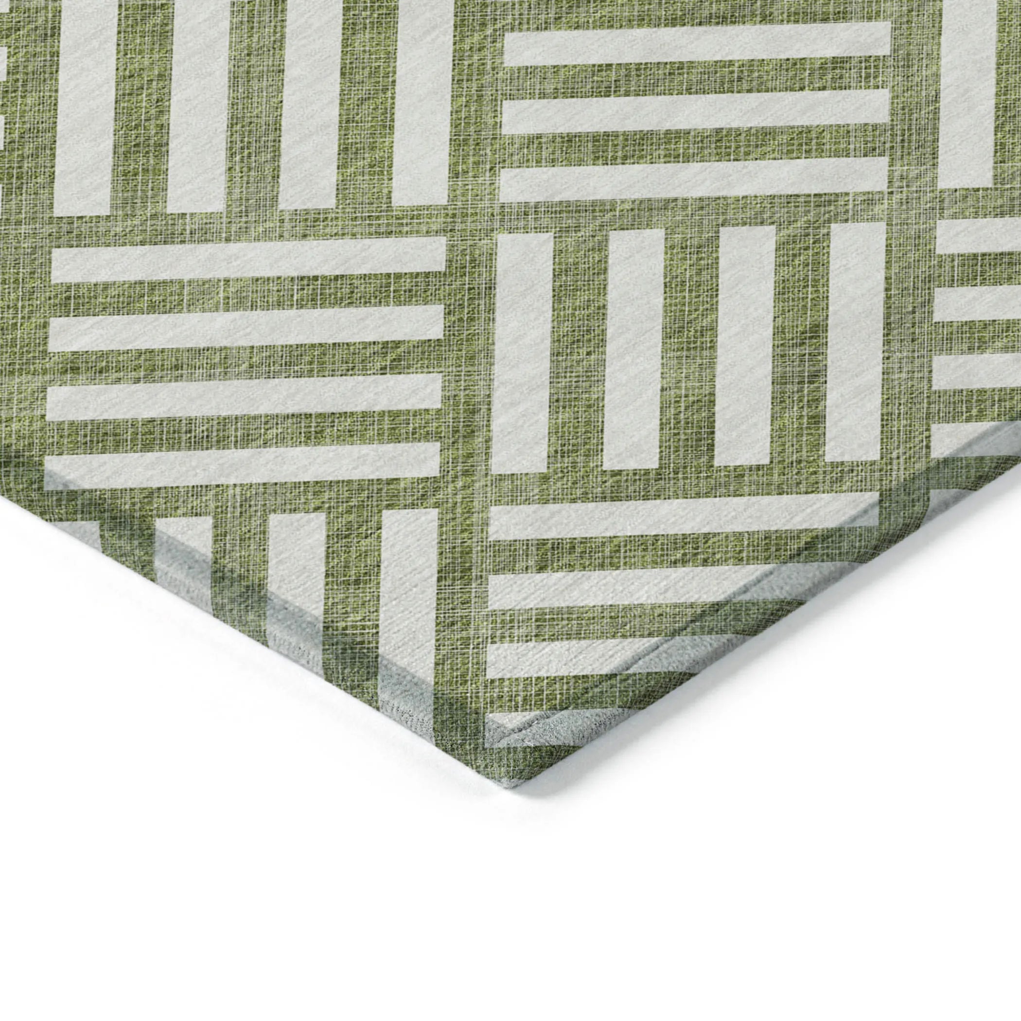 9′ X 12′ Olive Green And Ivory Geometric Washable Indoor Outdoor Area Rug — view 4