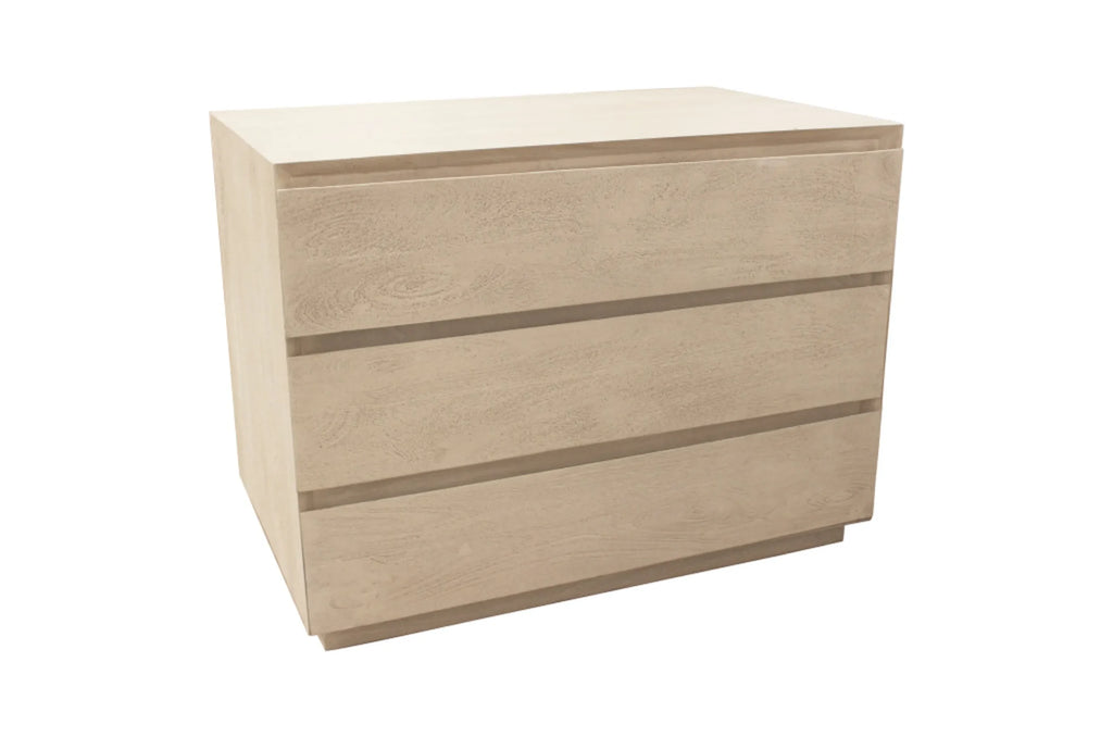 24″ Natural Three Drawer Solid Wood Nightstand — view 3
