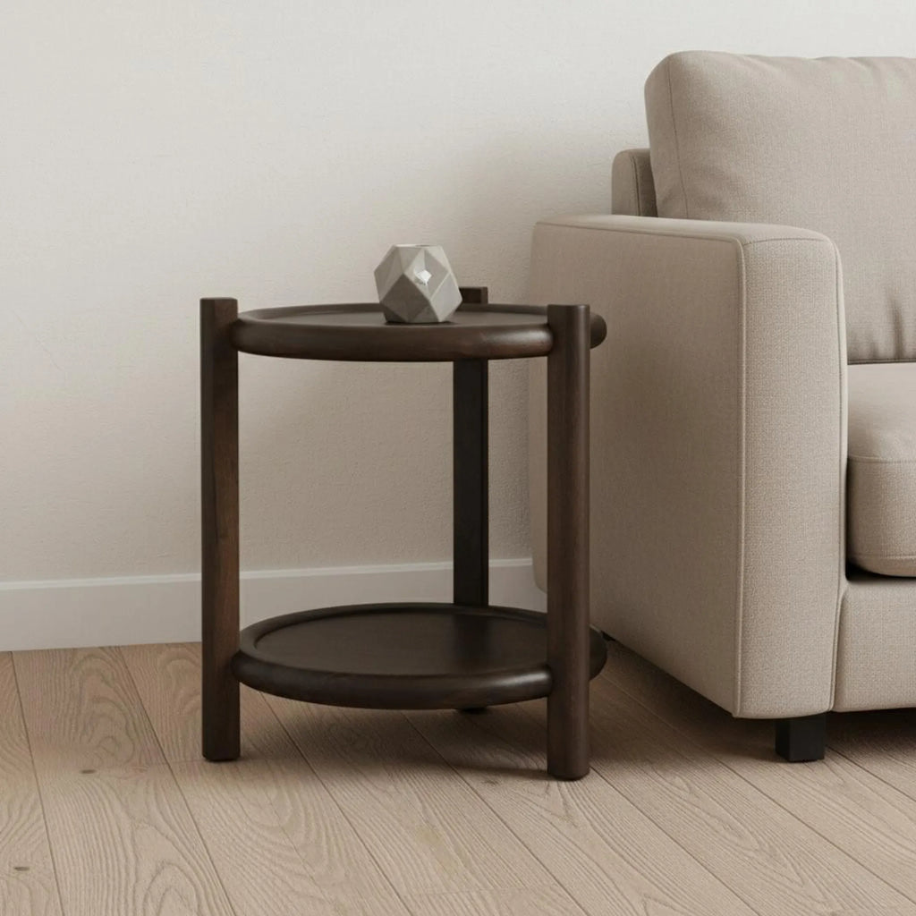 24″ Dark Brown Solid Wood Tray Table