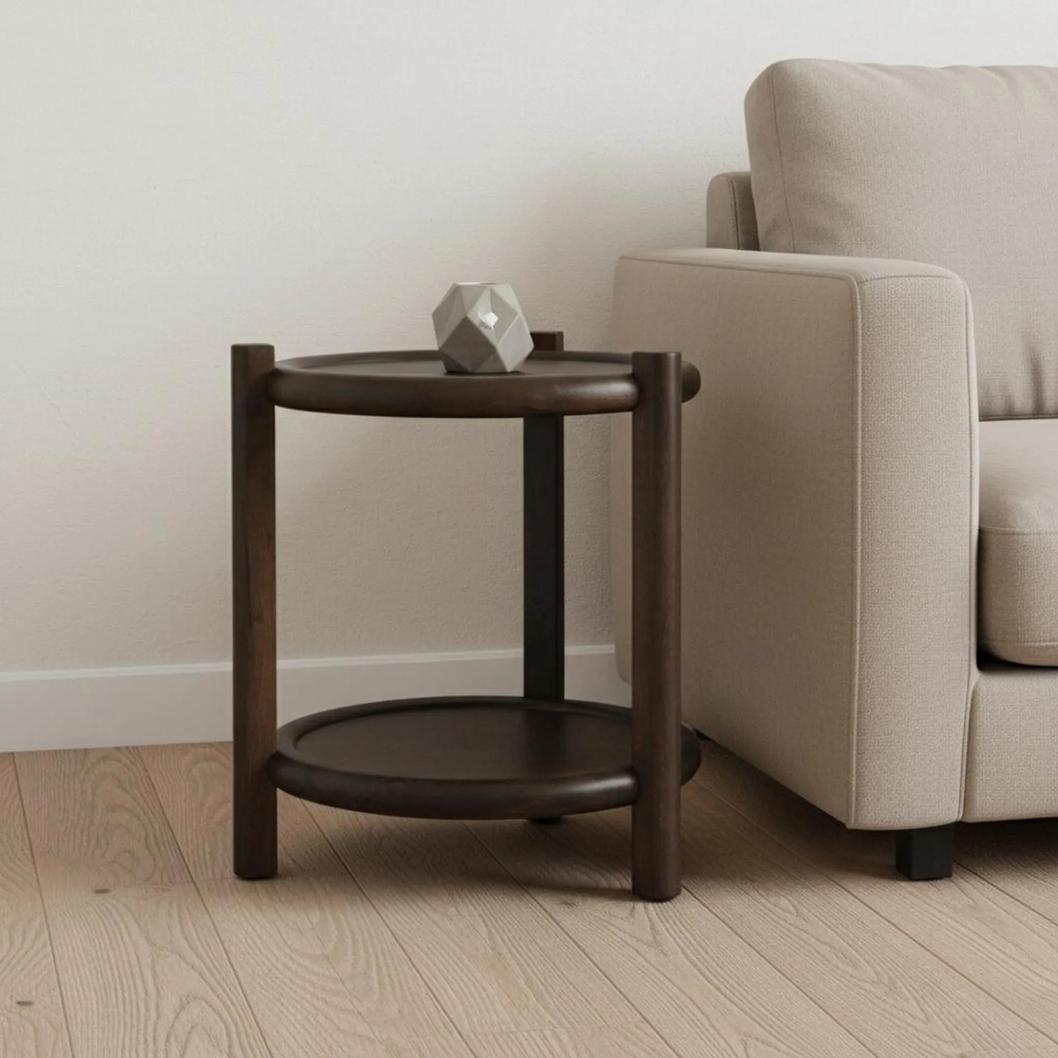 24″ Dark Brown Solid Wood Tray Table
