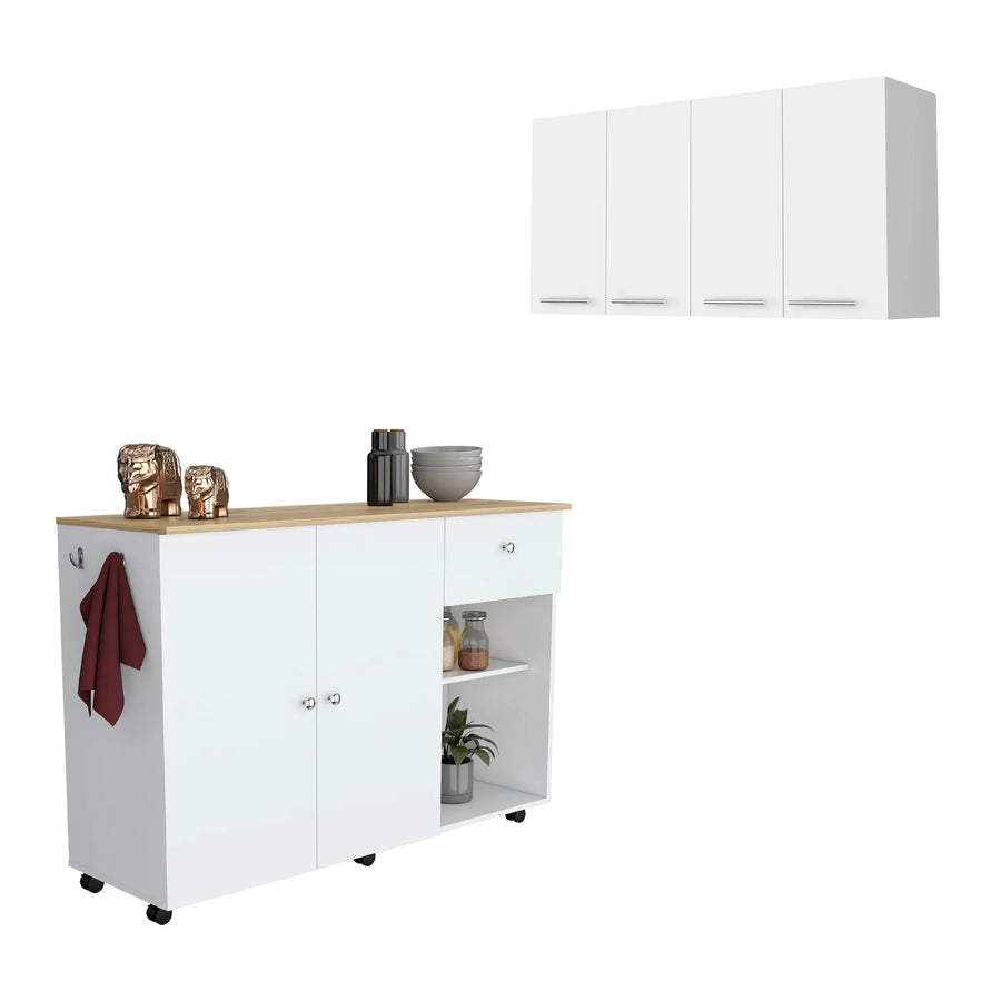 Malibu 2 Piece Kitchen Set, Kitchen Island + Wall Cabinet — view 2