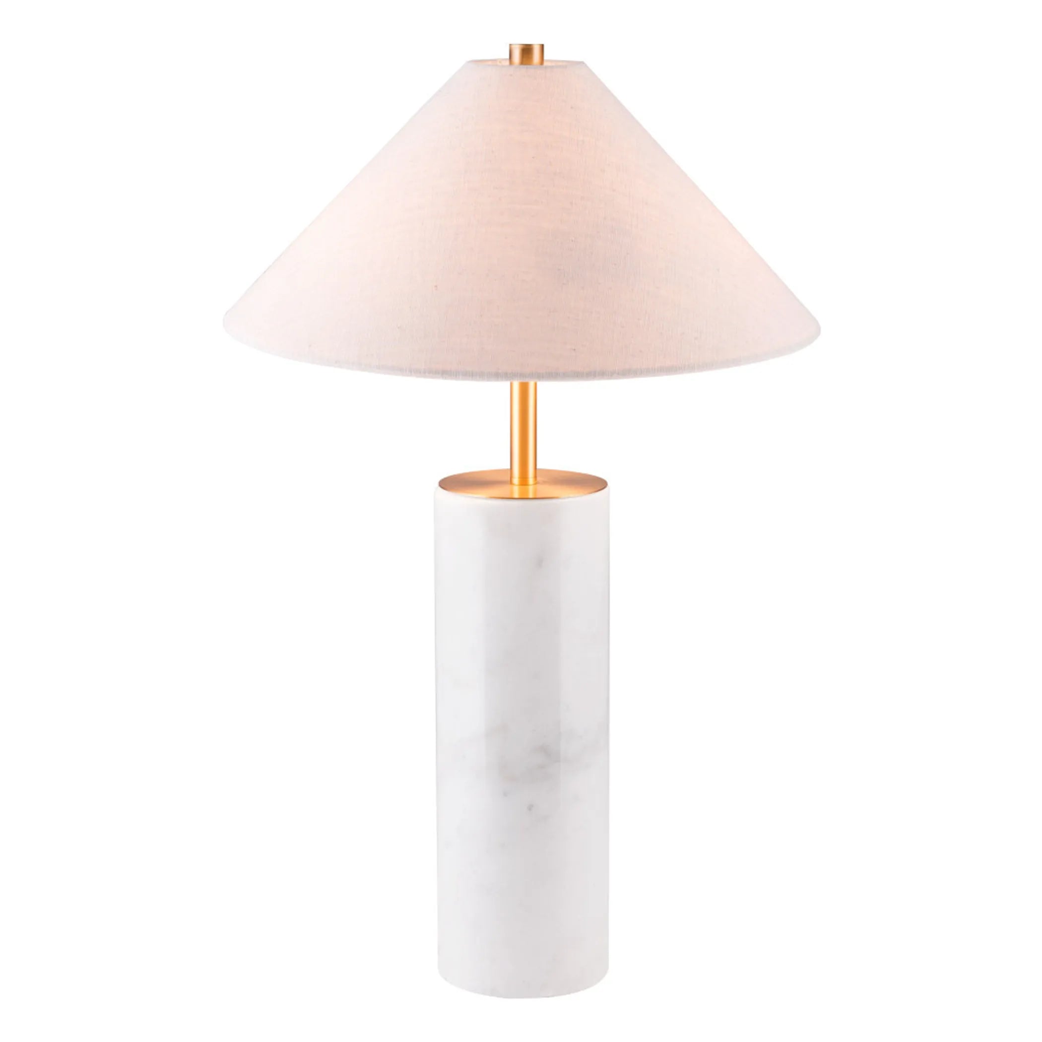55″ White Metal Bedside Table Lamp With Beige Empire Shade — view 3