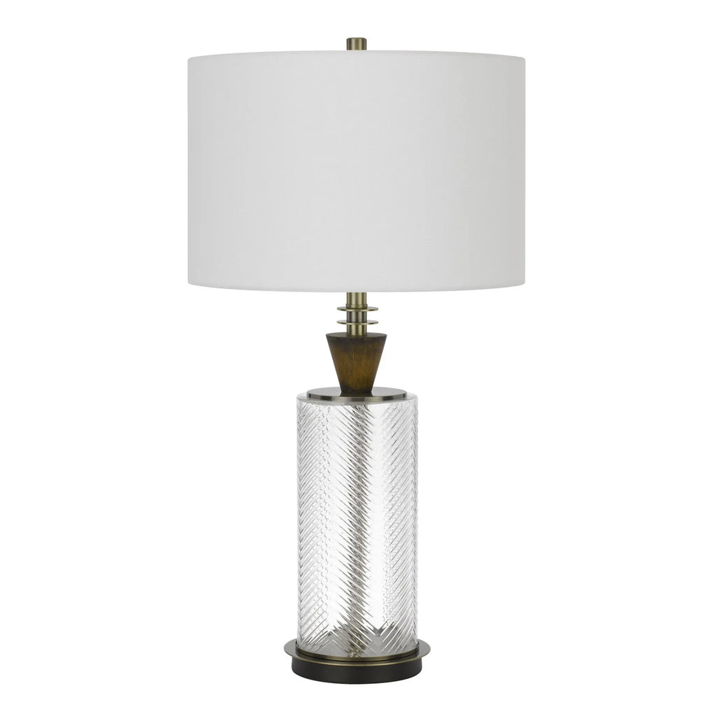 30″ Clear Metal Table Lamp With White Empire Shade — view 2