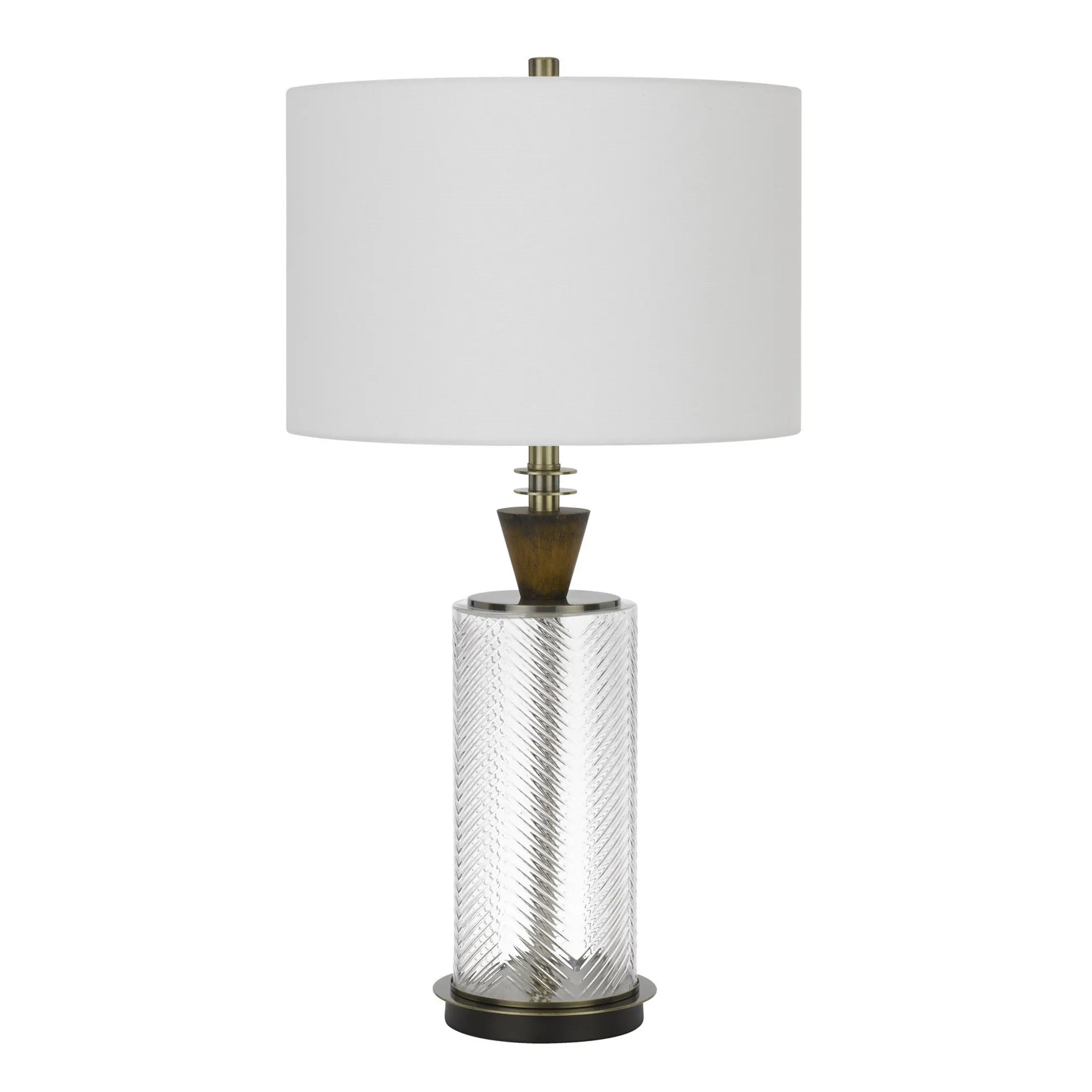 30″ Clear Metal Table Lamp With White Empire Shade — view 2