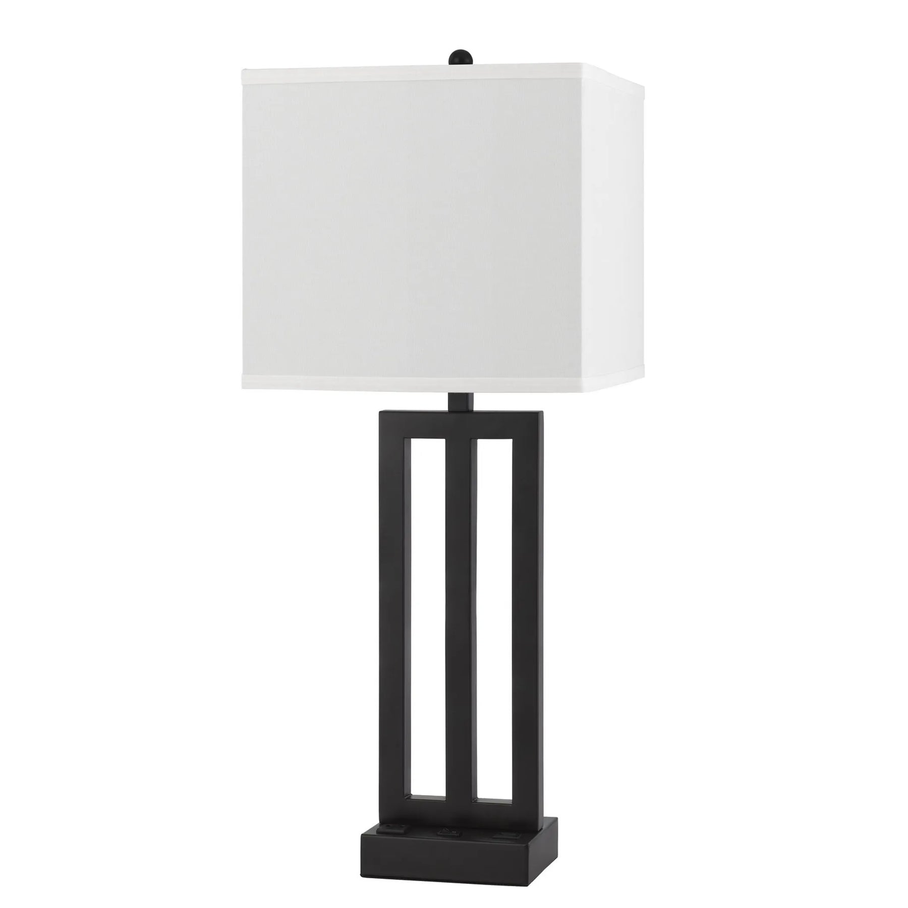 30″ Black Metal USB Table Lamp With White Shade — view 2