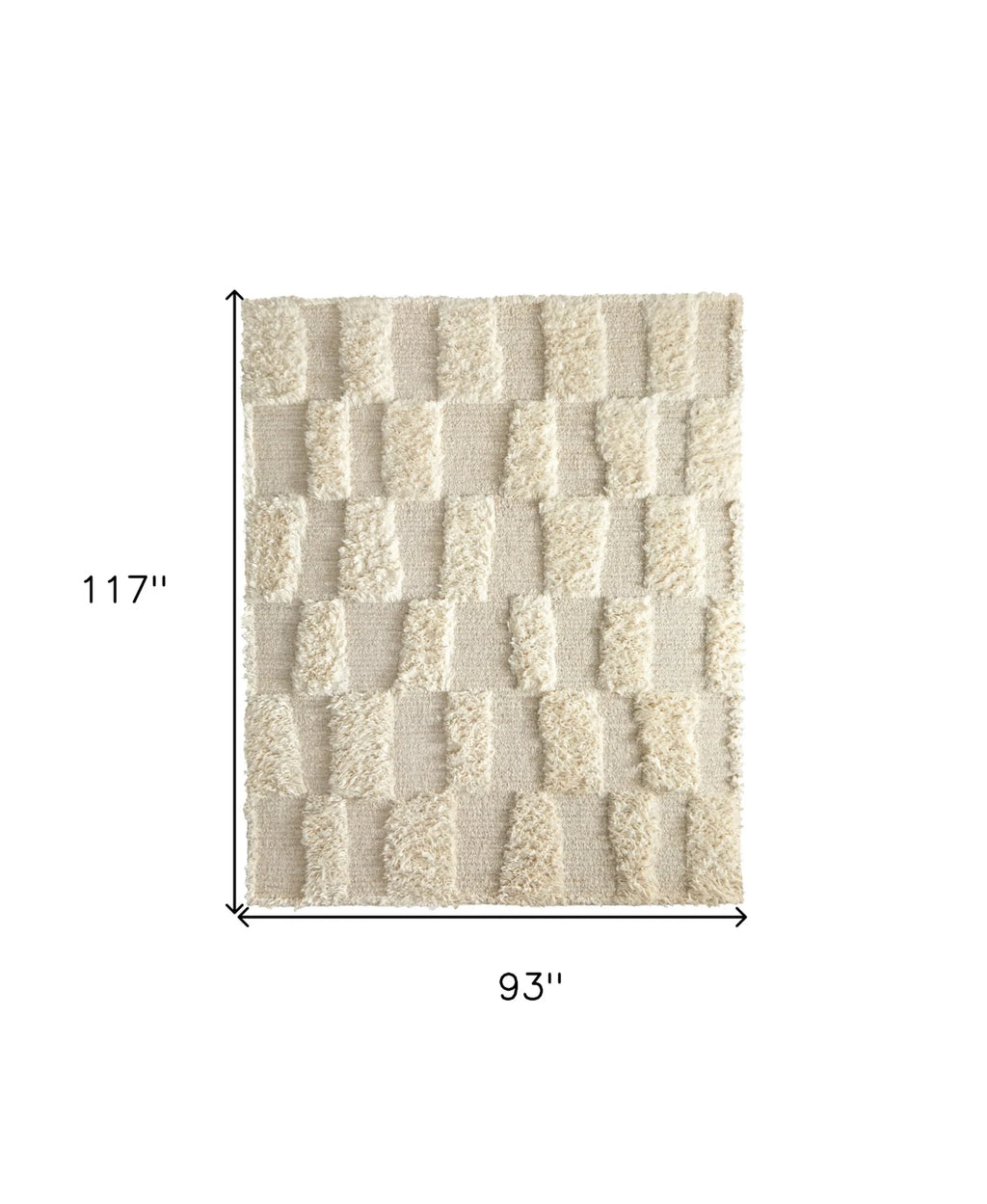 8′ X 10′ Ivory Wool Geometric Hand Woven Area Rug — view 3