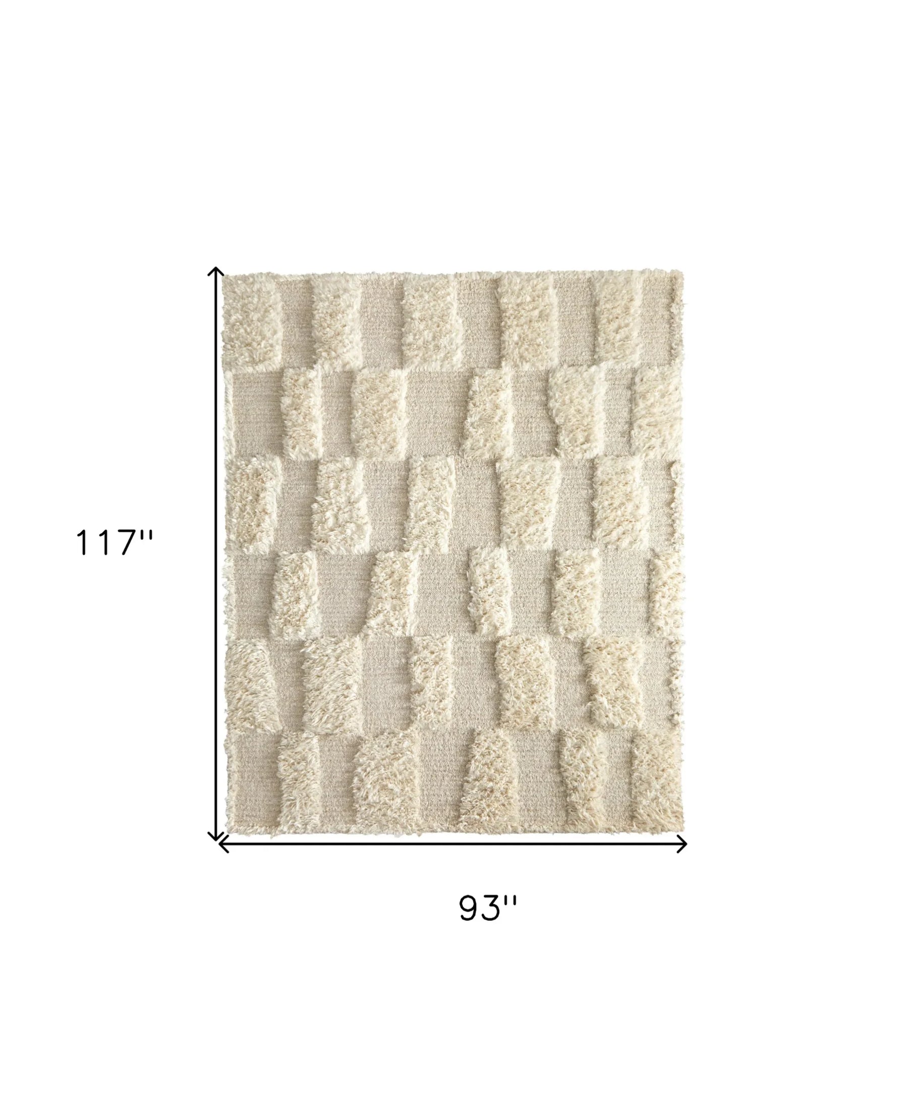 8′ X 10′ Ivory Wool Geometric Hand Woven Area Rug — view 3