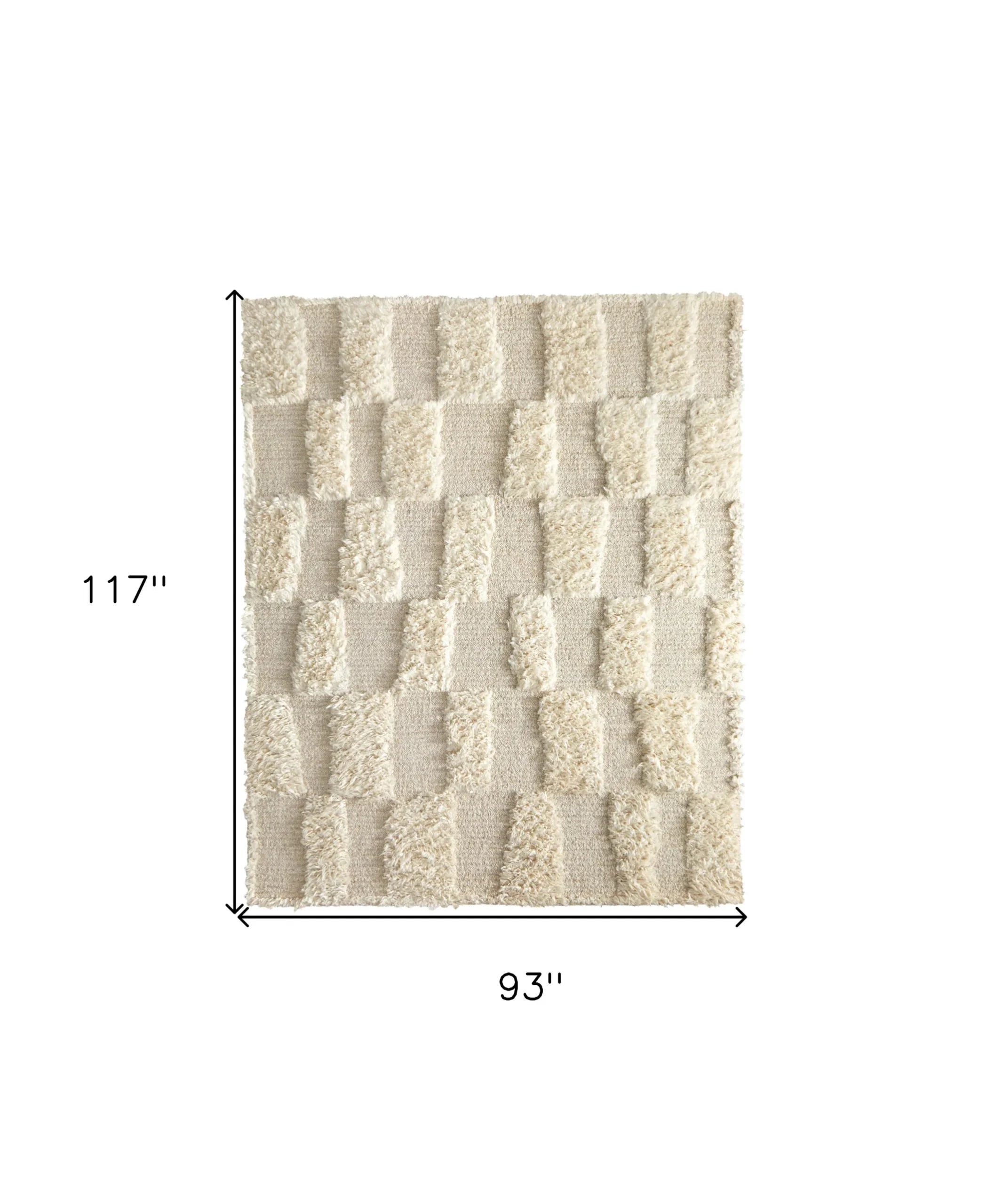 8′ X 10′ Ivory Wool Geometric Hand Woven Area Rug — view 3