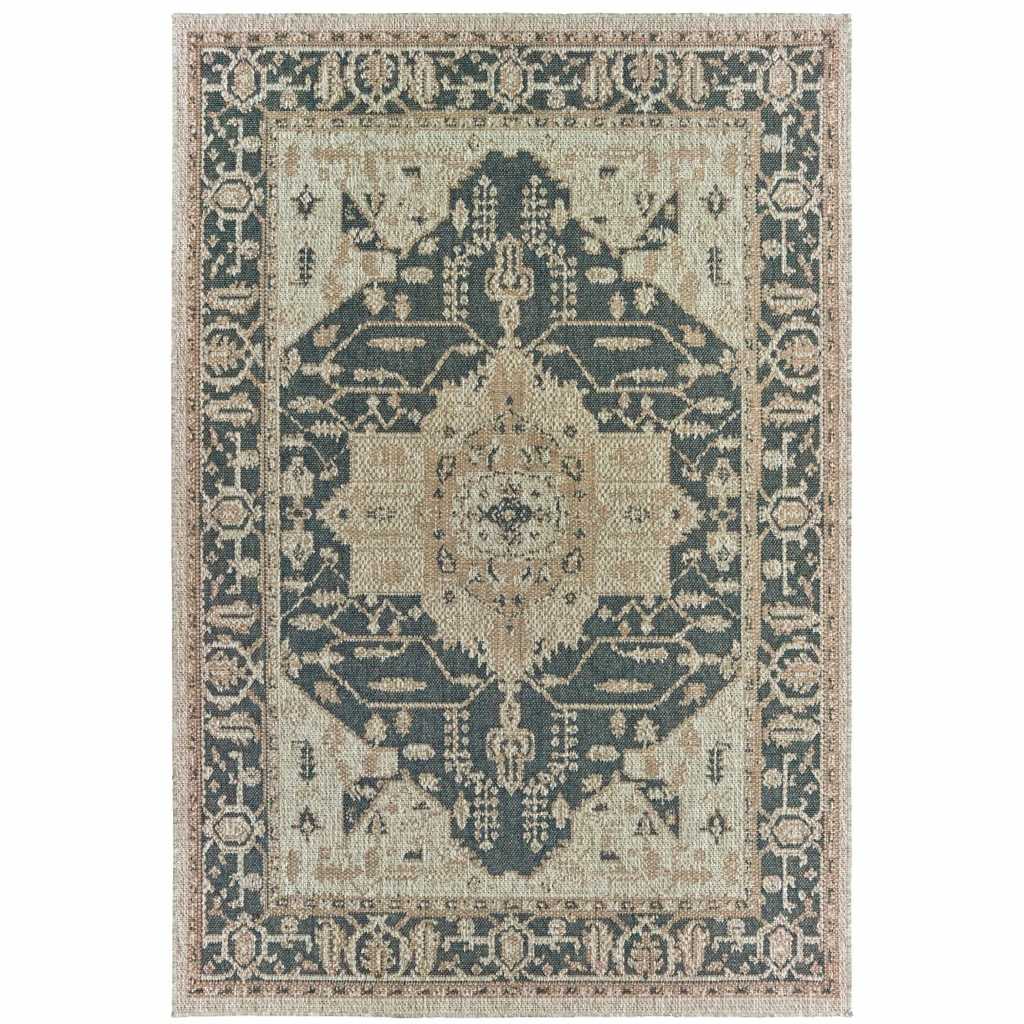 8′ X 10′ Gray Oriental Stain Resistant Indoor Outdoor Area Rug — view 3
