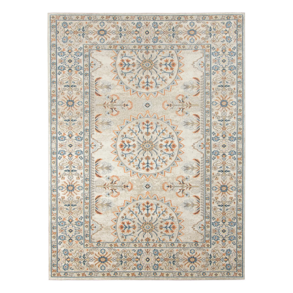 9′ X 12′ Blue and Orange Medallion Stain Resistant Indoor Outdoor Area Rug — view 2