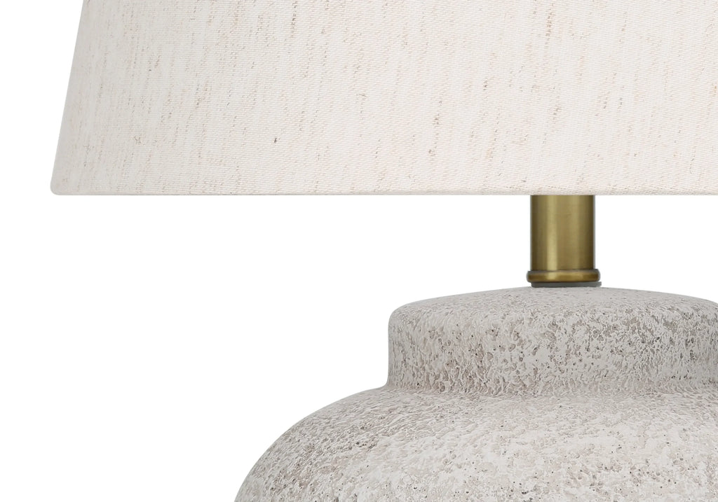 22″ Cream Concrete Urn Table Lamp With Cream Abstract Empire Shade — view 4