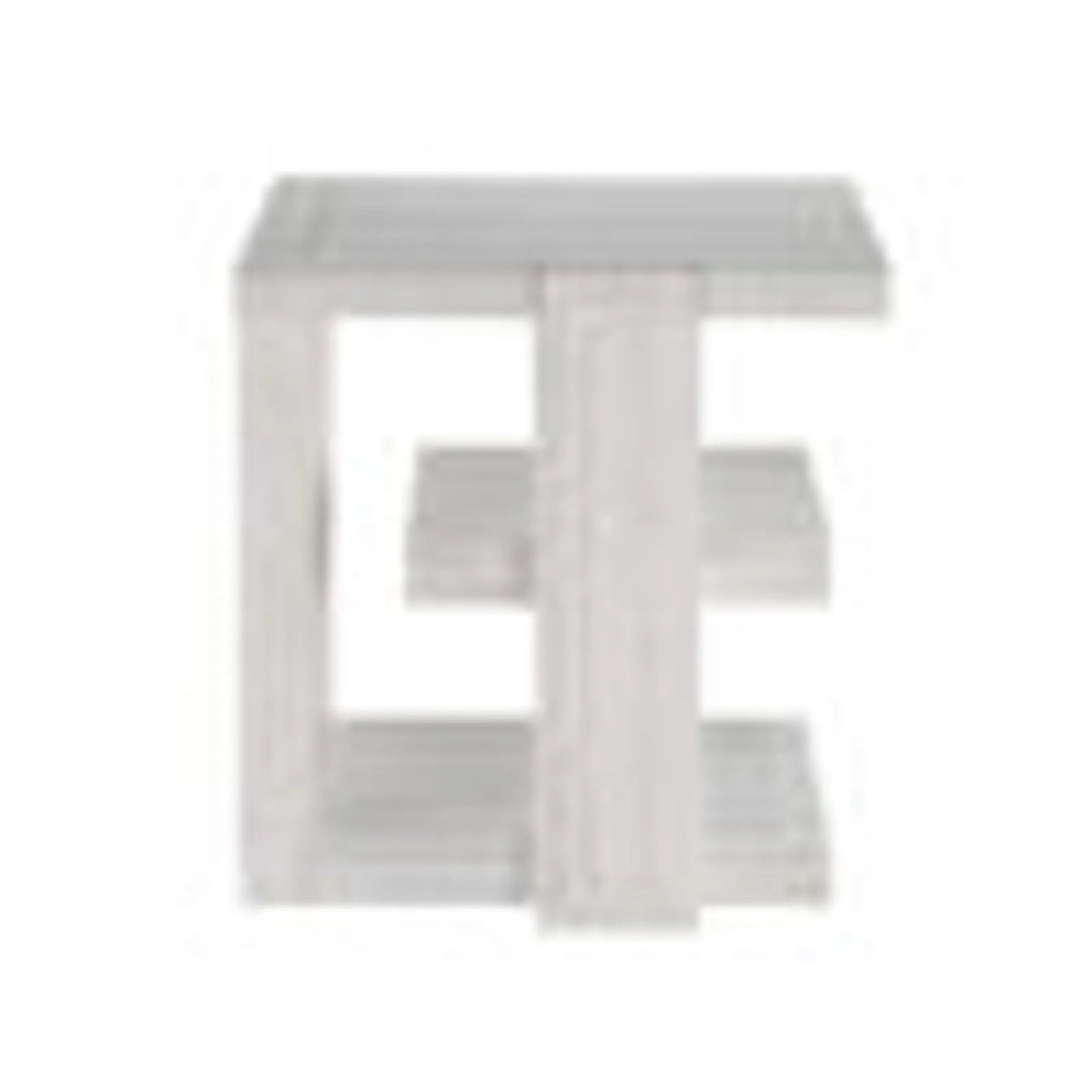 Sunset Trading Dover 24″ Large Square Side End Table with Storage Shelves | Cerused White Oak Wood — view 3