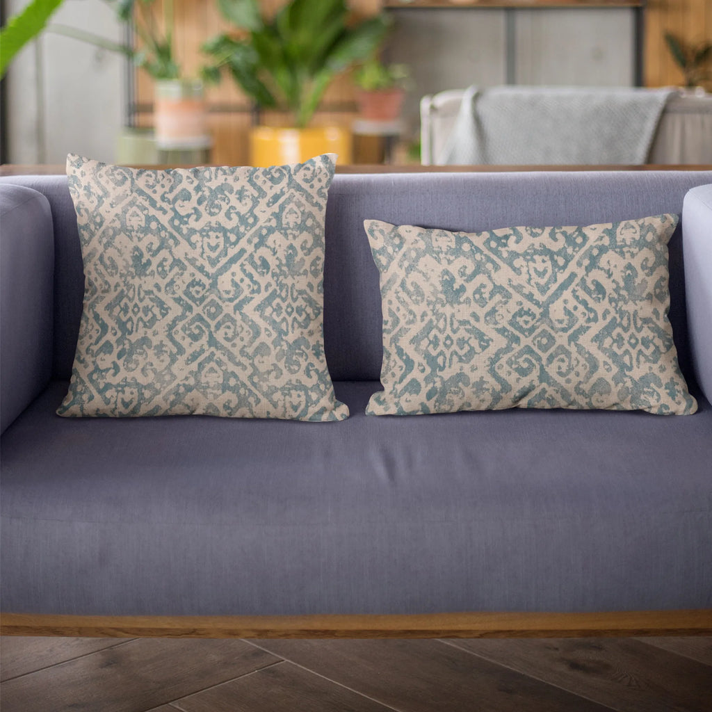Plutus Blue Artistic Plaid Luxury Throw Pillow — view 3
