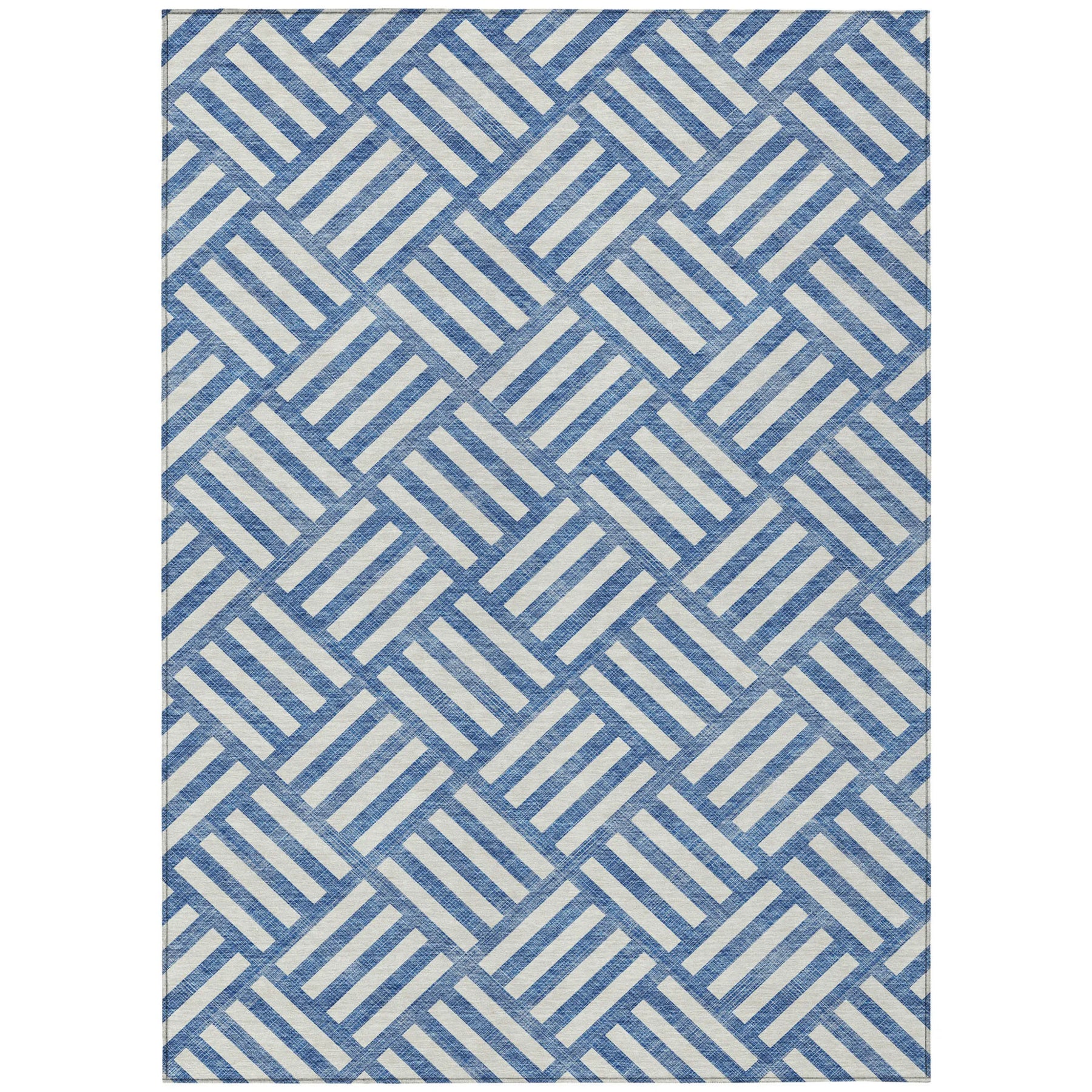 10′ X 14′ Blue And Ivory Geometric Washable Indoor Outdoor Area Rug — view 2