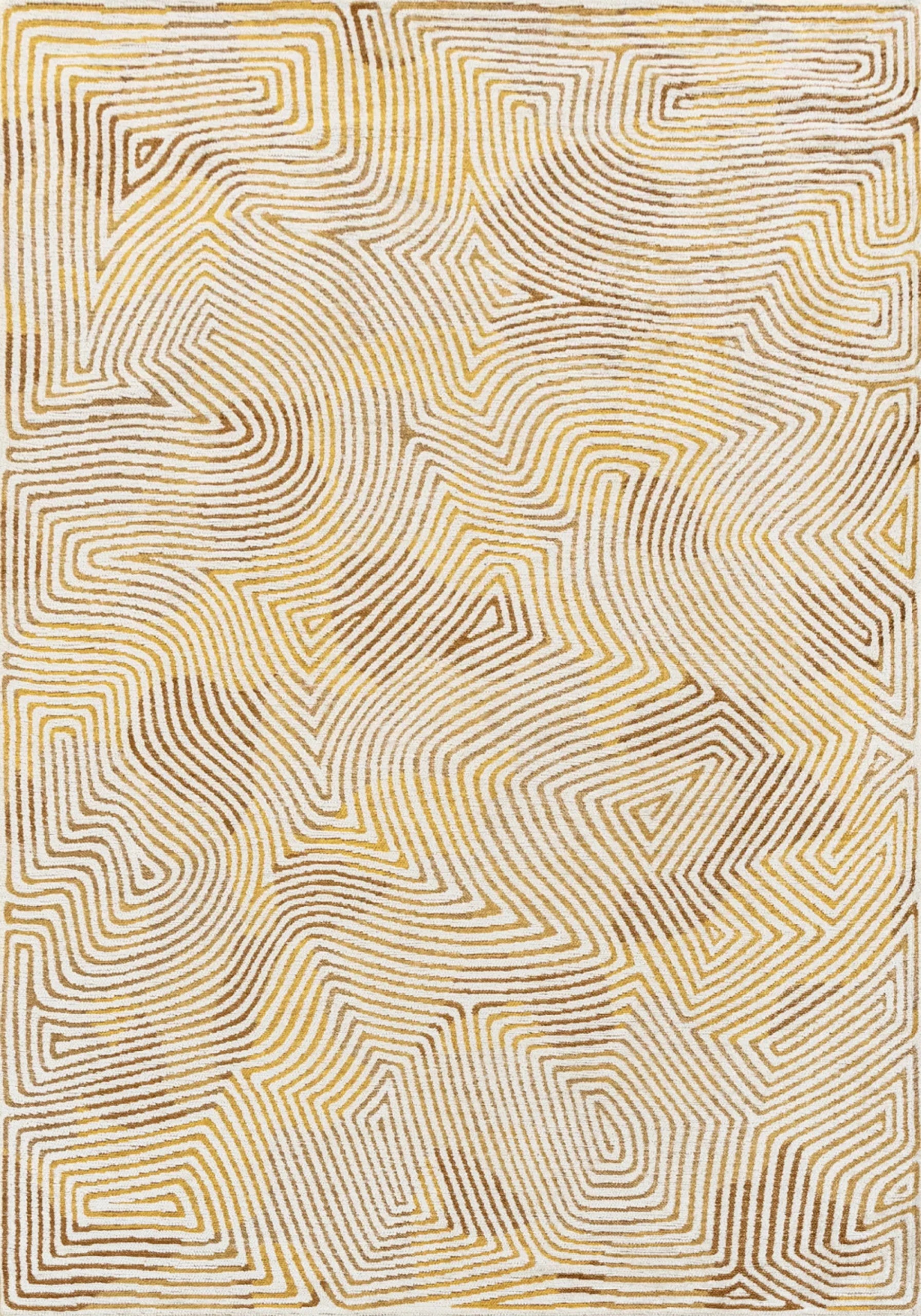 2′ X 5′ Beige Gold And Brown Geometric Washable Area Rug With UV Protection — view 2
