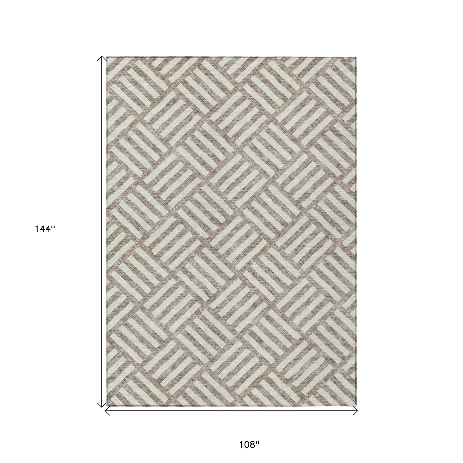 9′ X 12′ Taupe And Ivory Geometric Washable Indoor Outdoor Area Rug — view 3