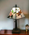 15″ Dark Brown Metal Candlestick Table Lamp With White Empire Shade