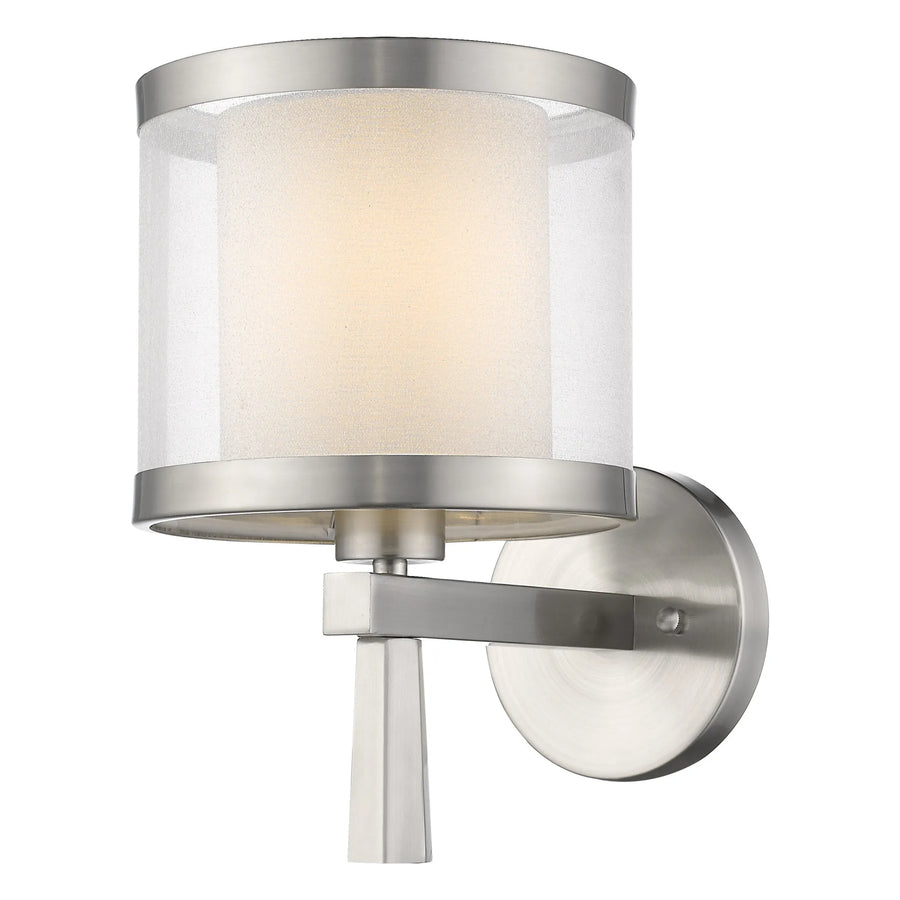 White and Silver Wall Light with Fabric Shade — view 2