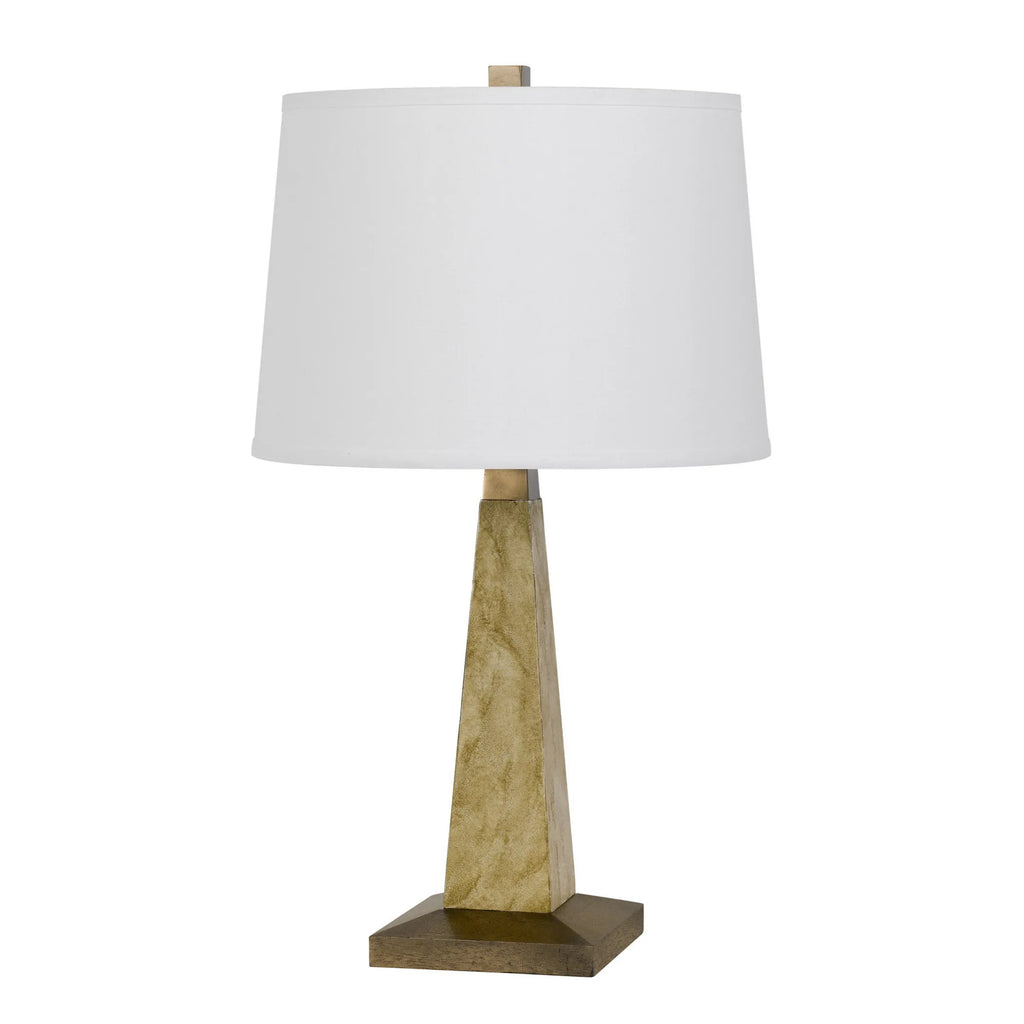 28″ Brown Table Lamp With Off White Empire Shade — view 2