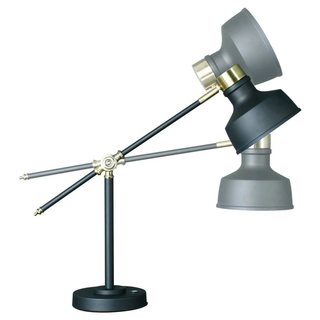 Matte Black and Antiqued Brass LED Adjustable Desk Lamp — view 2