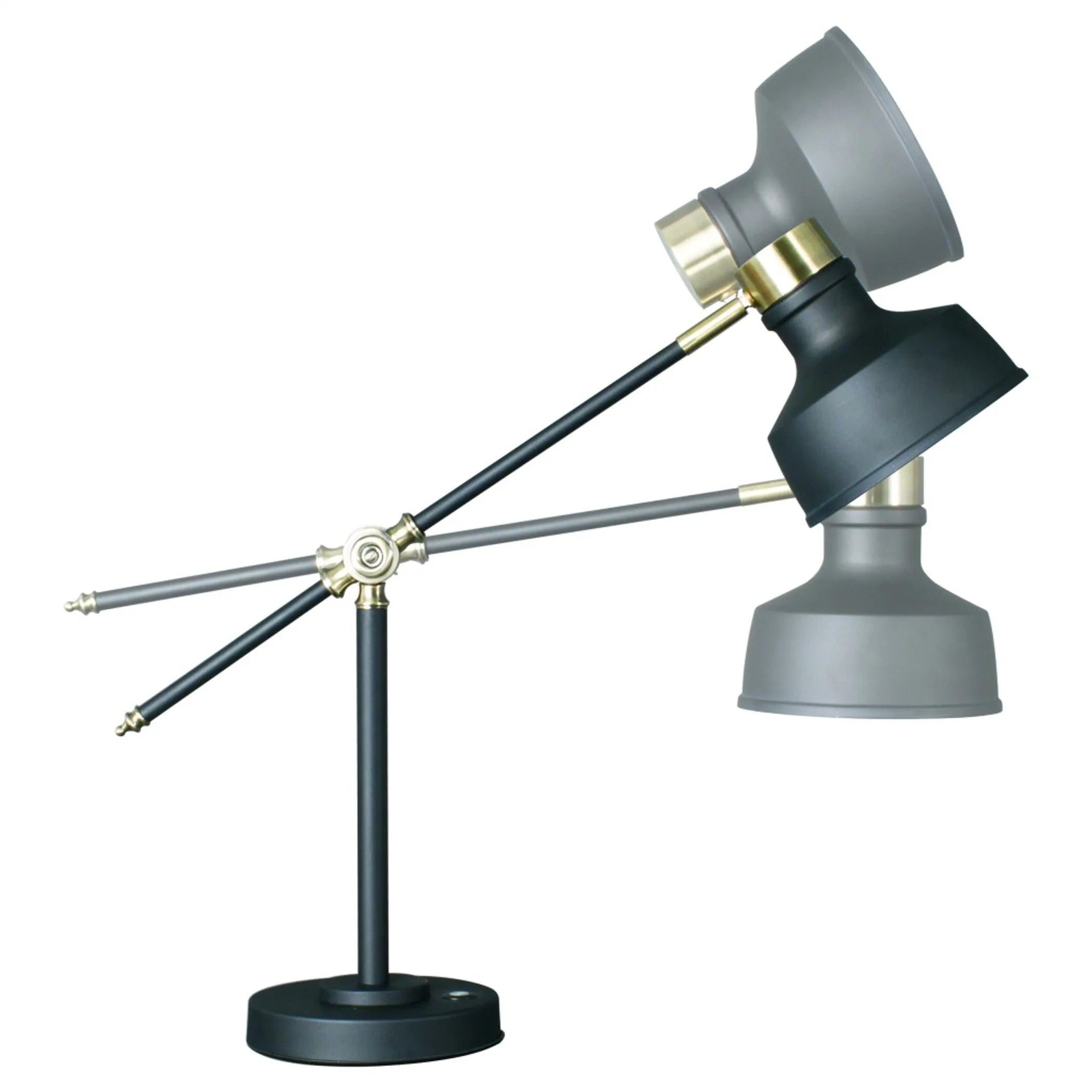 Matte Black and Antiqued Brass LED Adjustable Desk Lamp — view 2