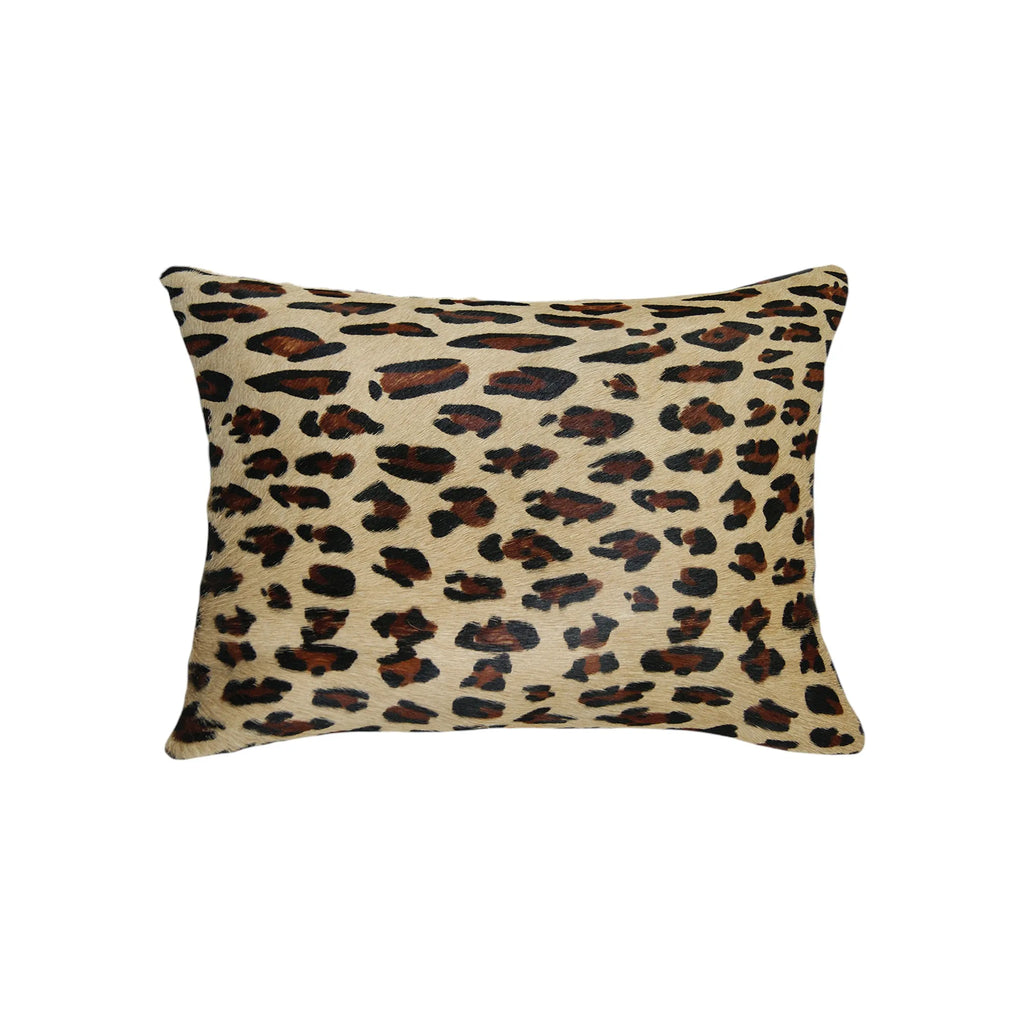 Set of Two 12″ X 20″ Brown and Black Leopard Cowhide Lumbar Throw Pillows
