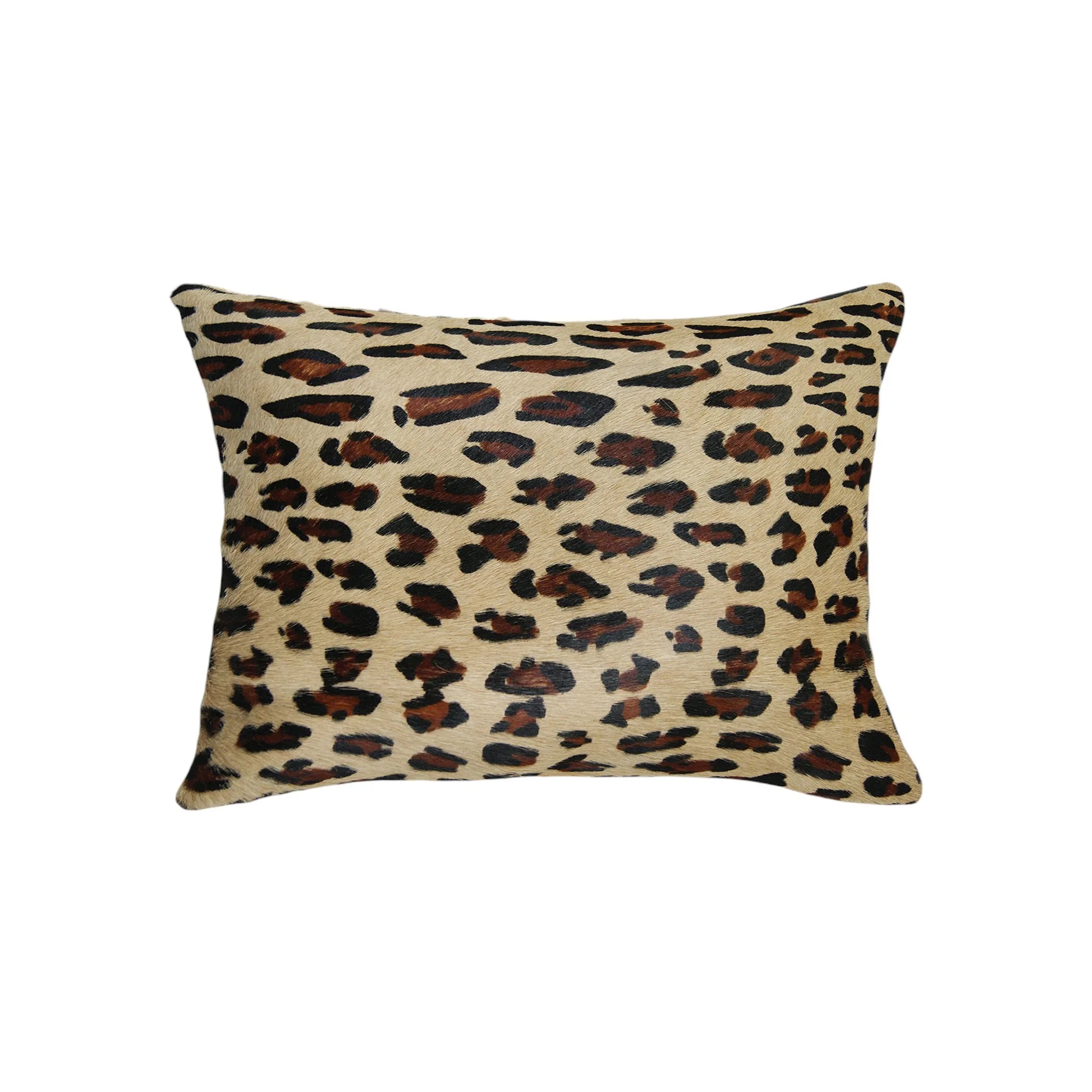 Set of Two 12″ X 20″ Brown and Black Leopard Cowhide Lumbar Throw Pillows