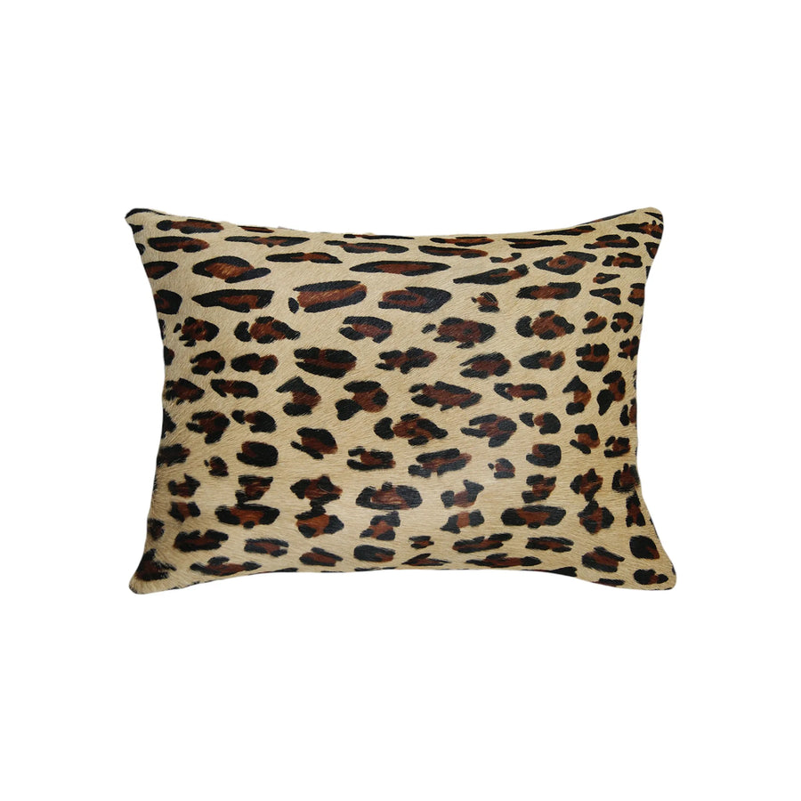 Set of Two 12″ X 20″ Brown and Black Leopard Cowhide Lumbar Throw Pillows
