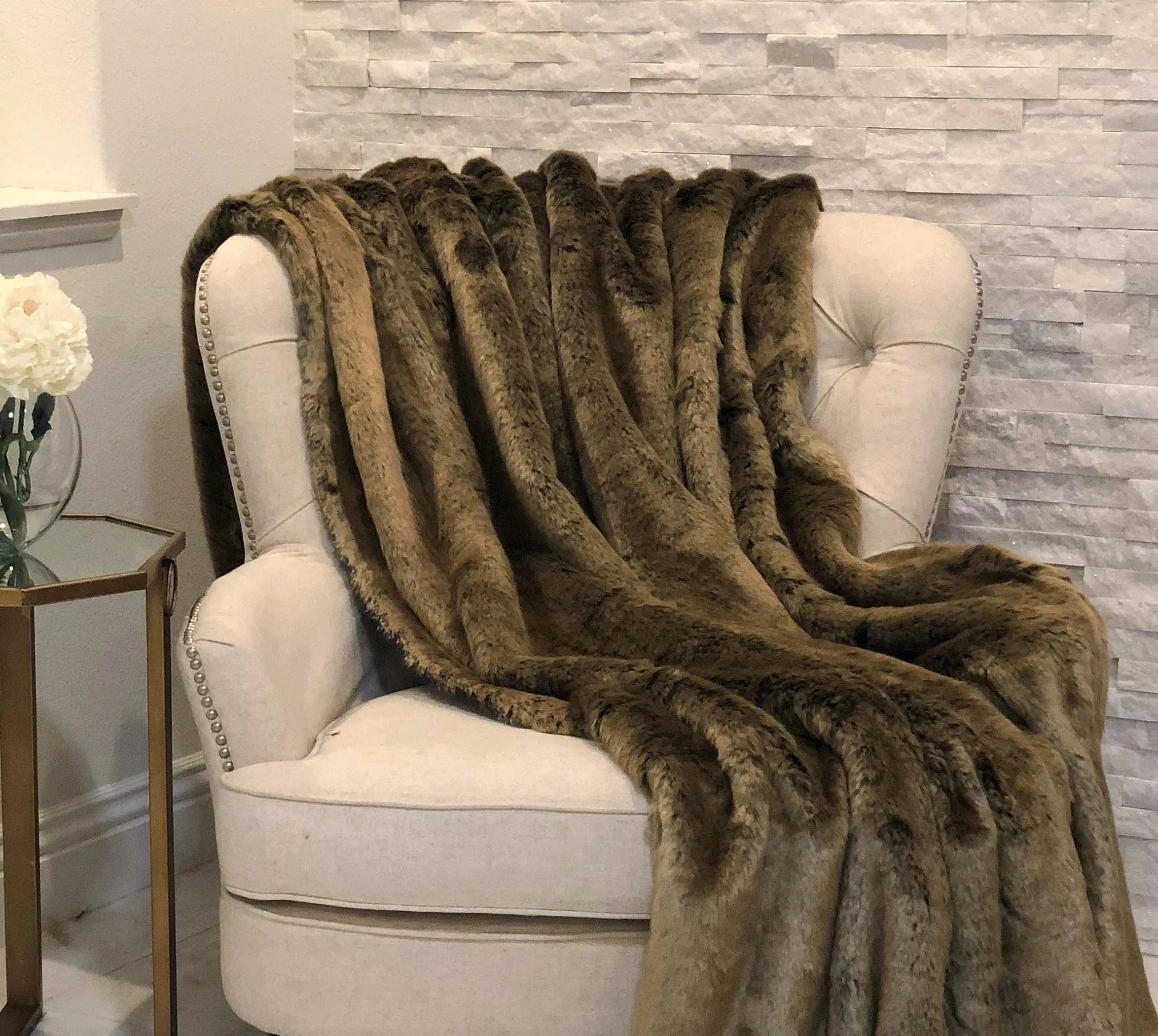 Plutus Tissavel Volga Rabbit Faux Fur Handmade Luxury Throw — view 2