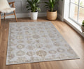 4′ X 6′ Gray and Ivory Floral Hand Knotted Area Rug