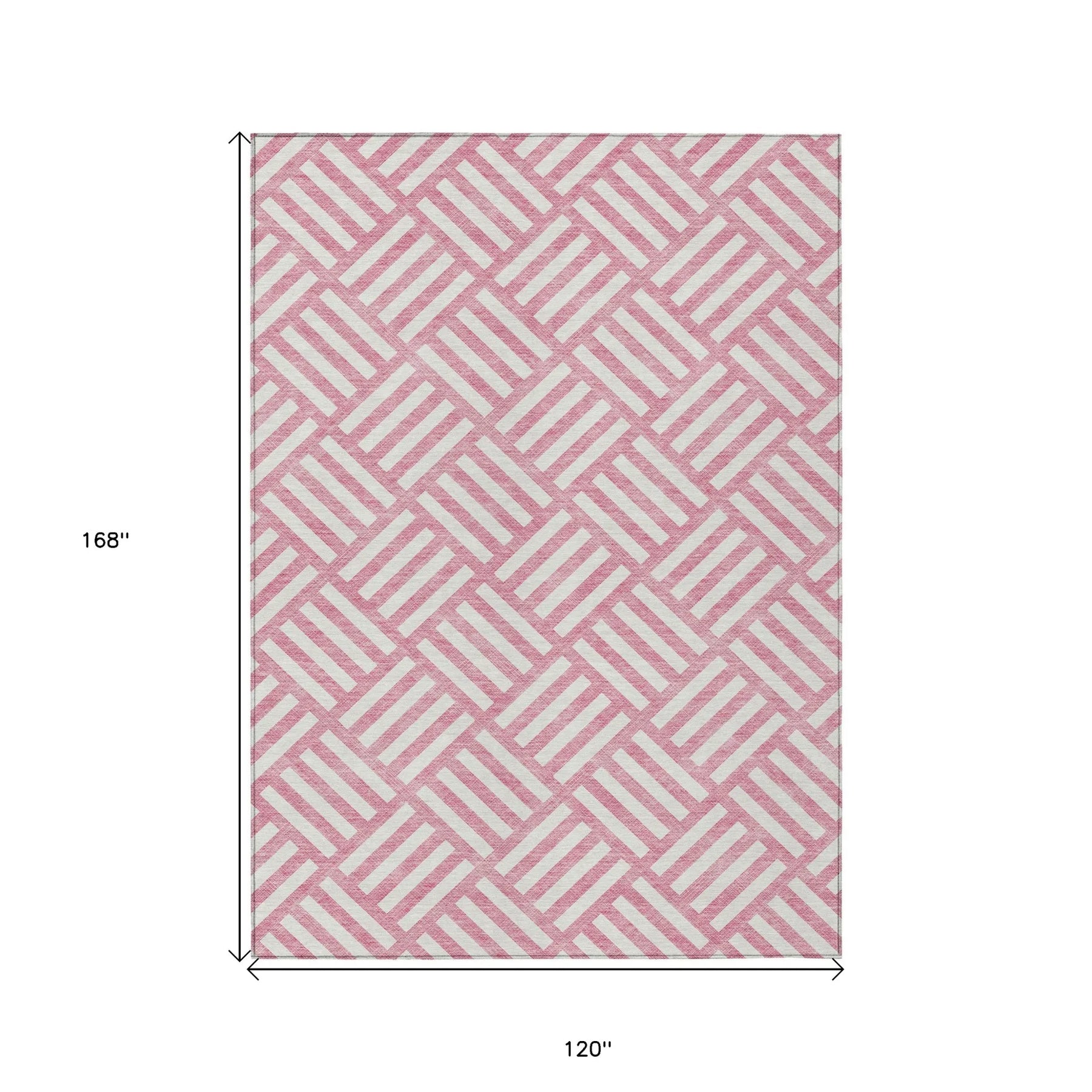 10′ X 14′ Pink And Ivory Geometric Washable Indoor Outdoor Area Rug — view 3