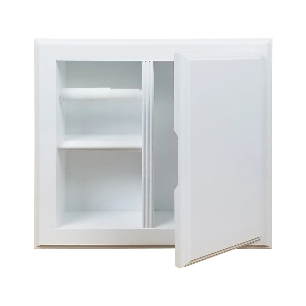 Haile Solid Wood Recessed Wood Toilet Paper Holder with Storage Cubby — view 2