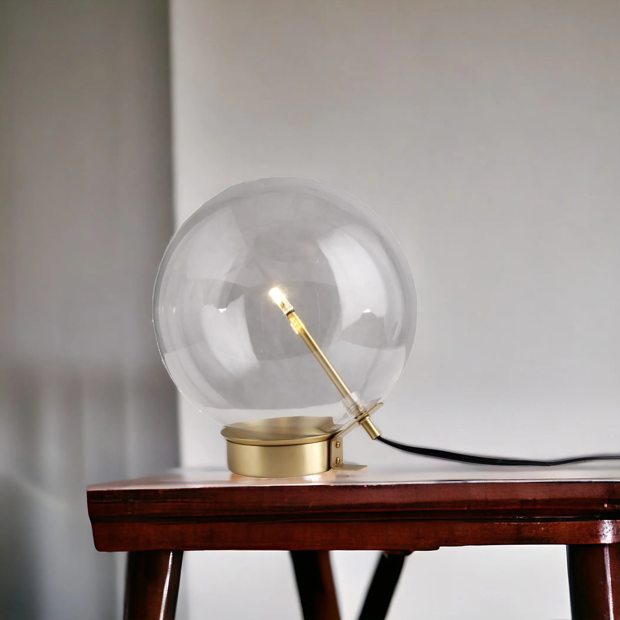 11″ Brass Metal Globe Table Lamp — view 2