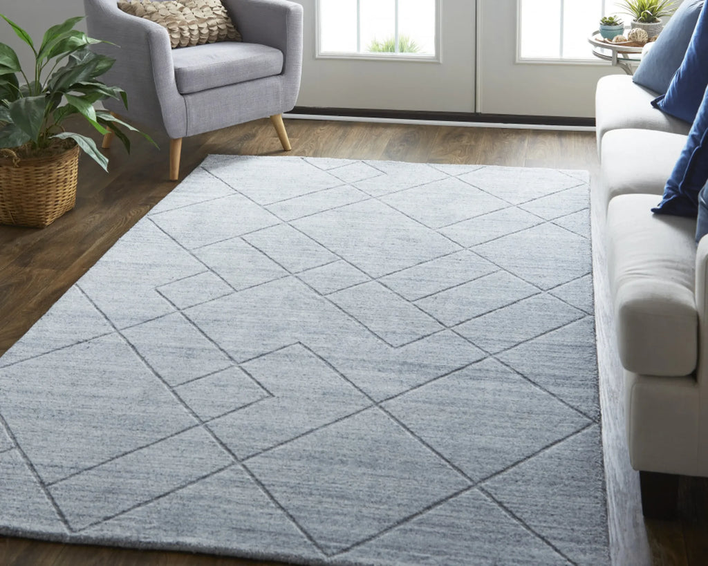 8′ X 10′ Ivory And Silver Striped Hand Woven Area Rug — view 4